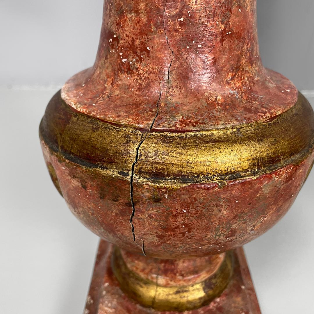 Lampes de table postmodernes italiennes en bois rouge et doré avec abat-jour en tissu, années 1980 en vente 11