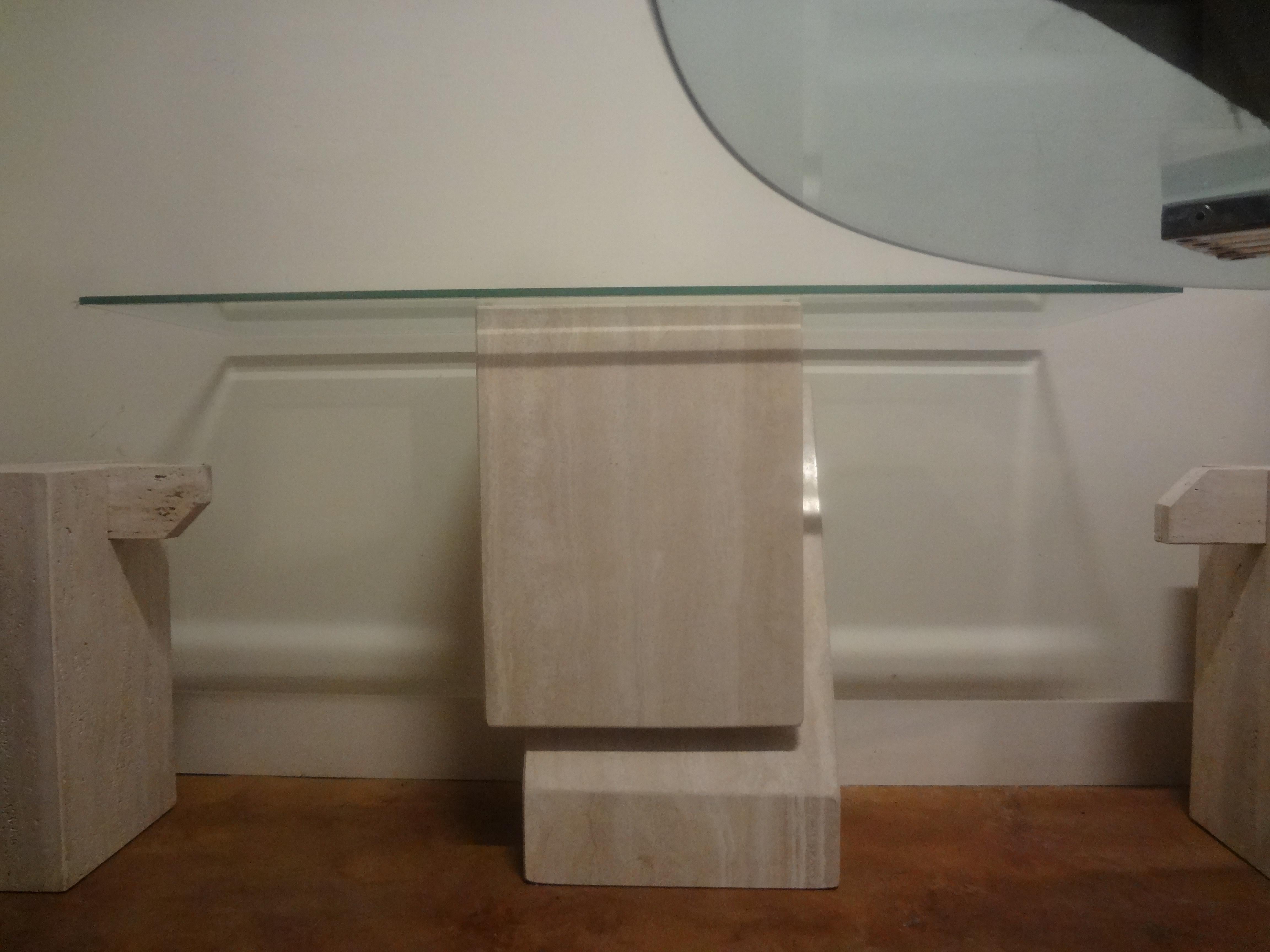 Italian Postmodern Travertine Console Attributed To Angelo Mangiarotti For Sale 4