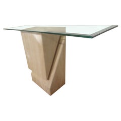 Italian Postmodern Travertine Console Attributed To Angelo Mangiarotti
