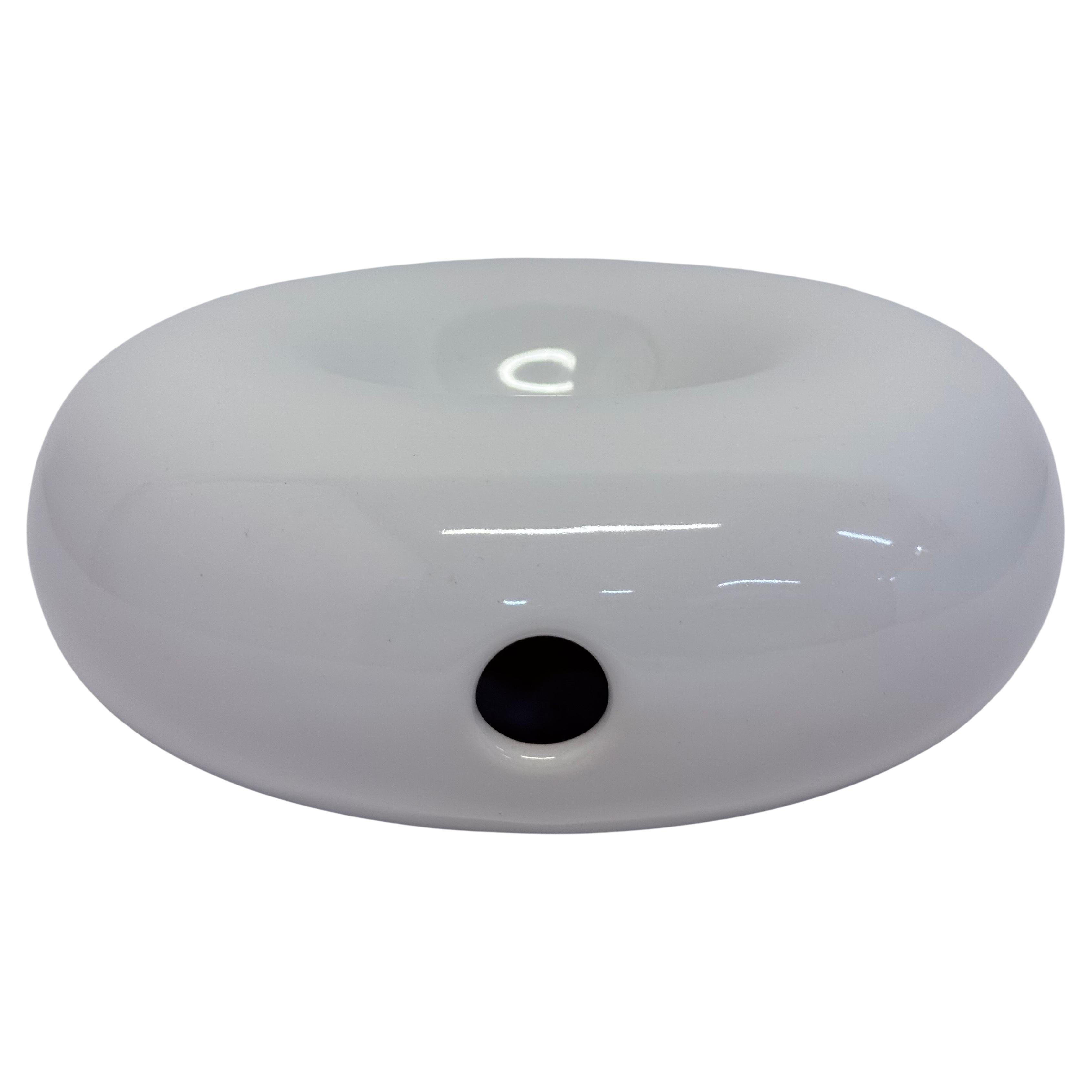 Italian Postmodern White Ceramic Catchall or Bowl