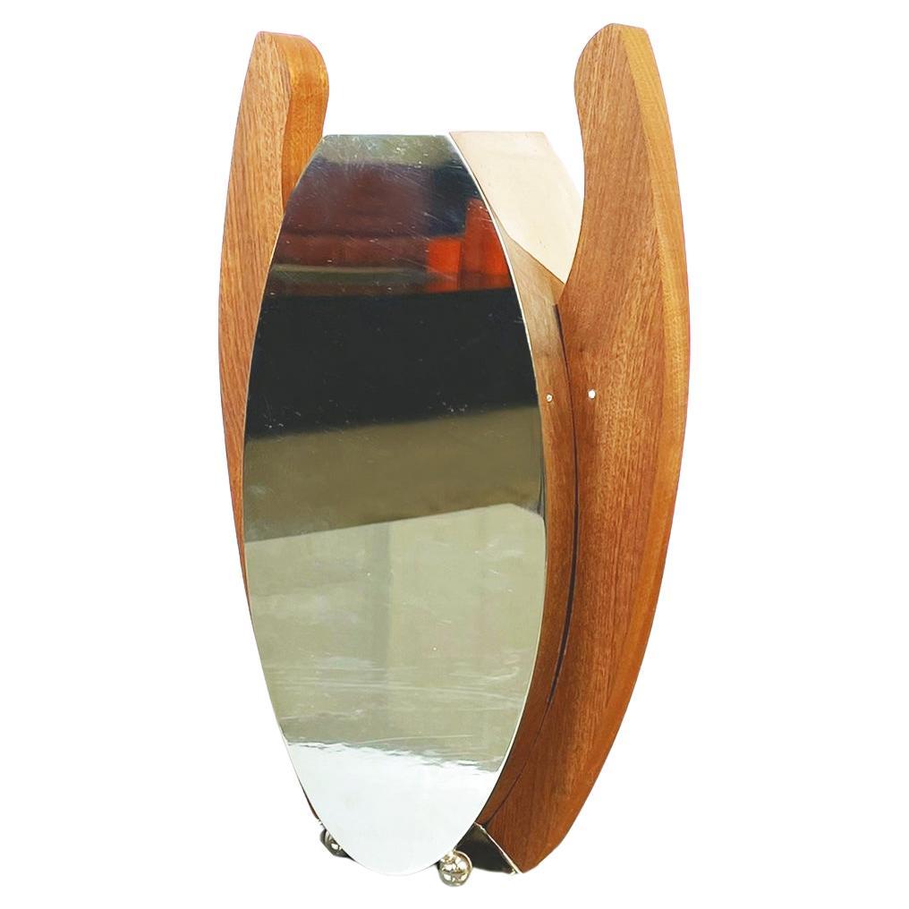 Vase italien postmoderne en bois et miroir de Cleto Munari, années 2000