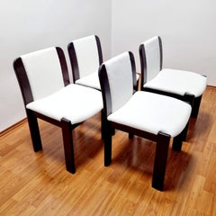 Italian Postmodern Wood and Velvet Dining Chairs, Italy 80s, Set of 4