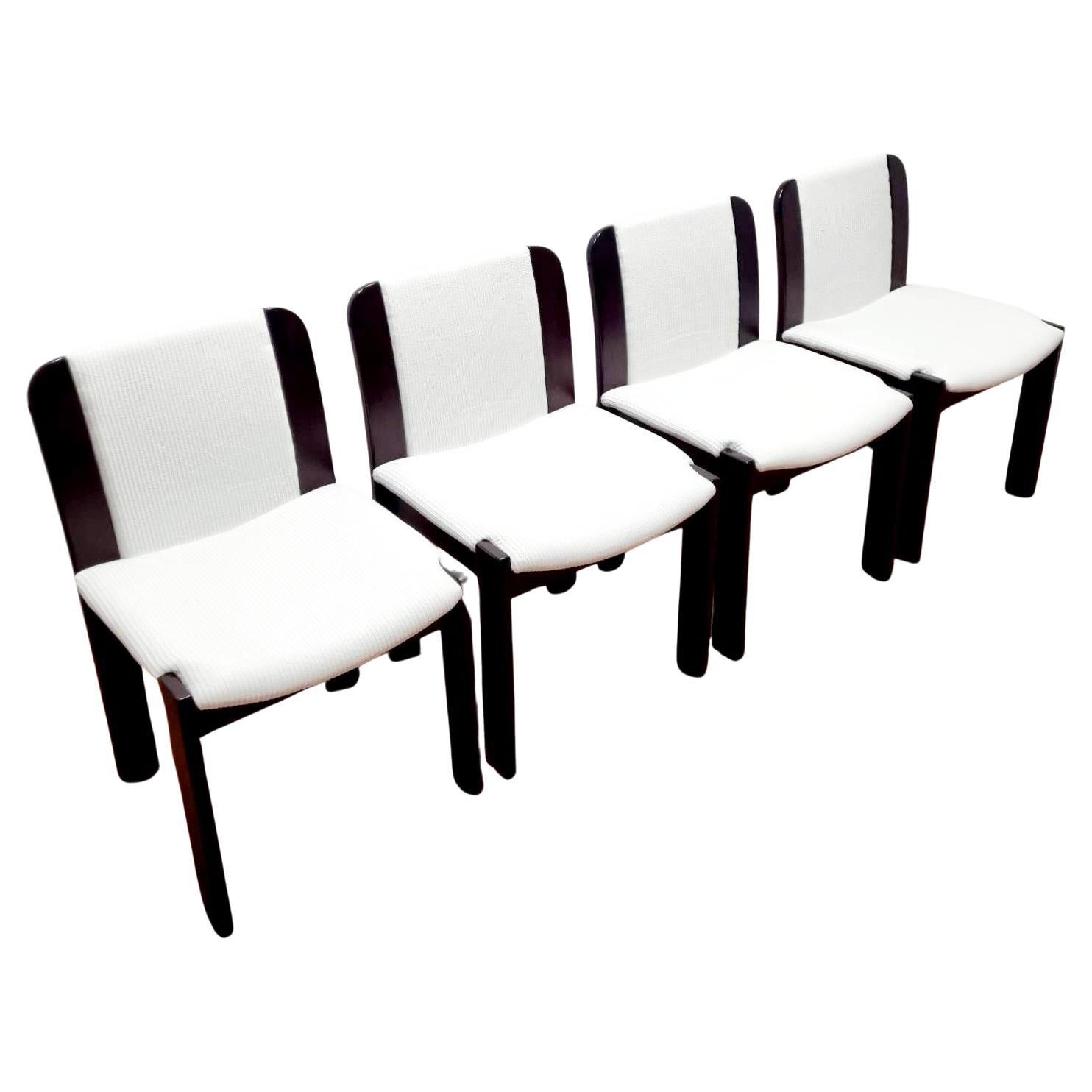 Chaises de salle à manger italiennes postmodernes en bois et velours, Italie, années 80, lot de 4 en vente