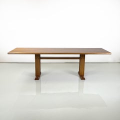 Italian postmodern wooden dining table with with semicircular feet, 1980s