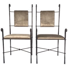Italian  Set of Four Postmodern Wrought Iron Dinner Chairs, 1980