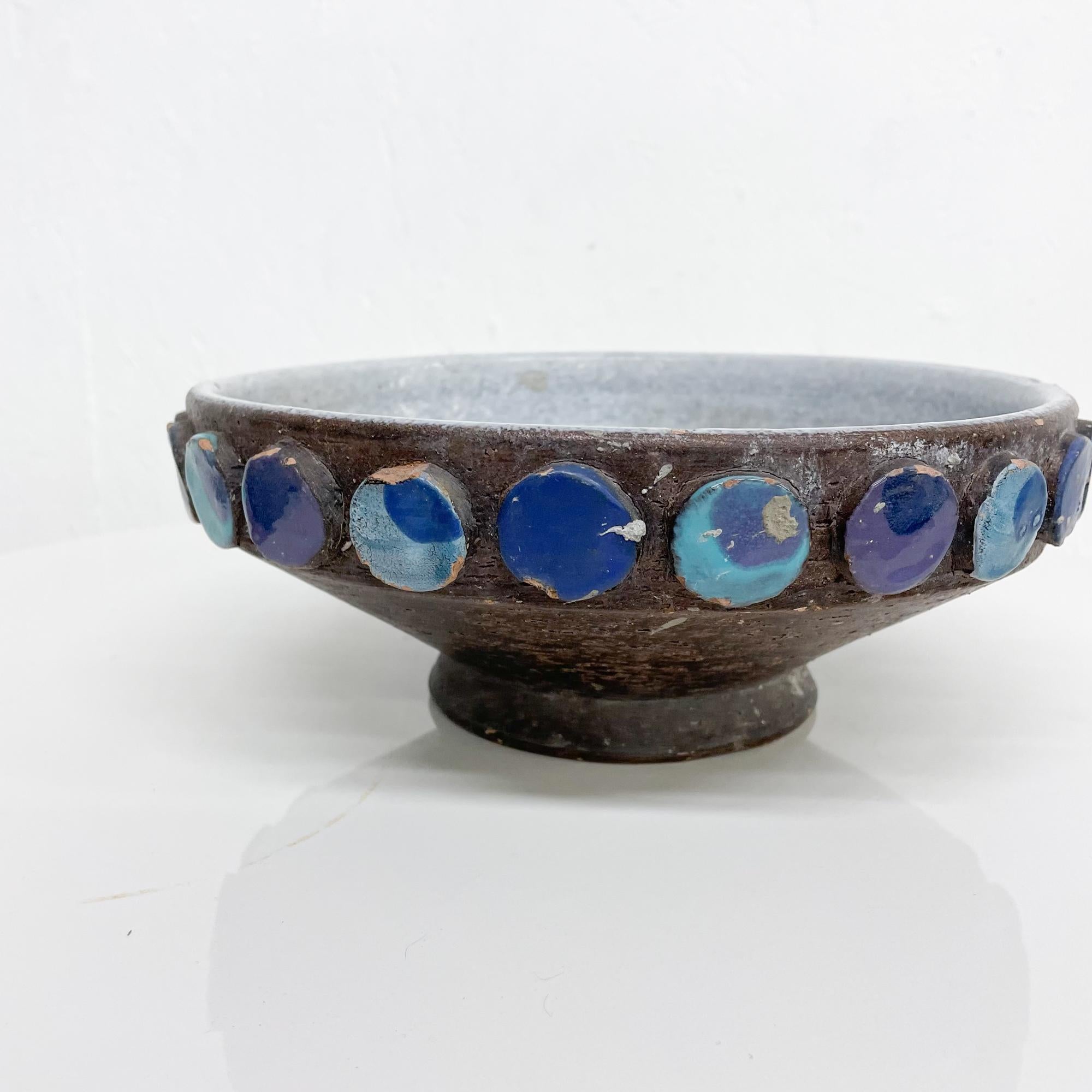 Mid-Century Modern 1960s Decorative Dish Blue Pottery Bowl Raymor Bitossi Italy For Sale