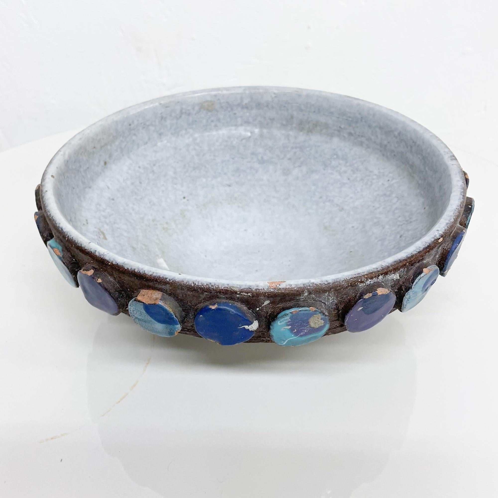 Italian 1960s Decorative Dish Blue Pottery Bowl Raymor Bitossi Italy For Sale