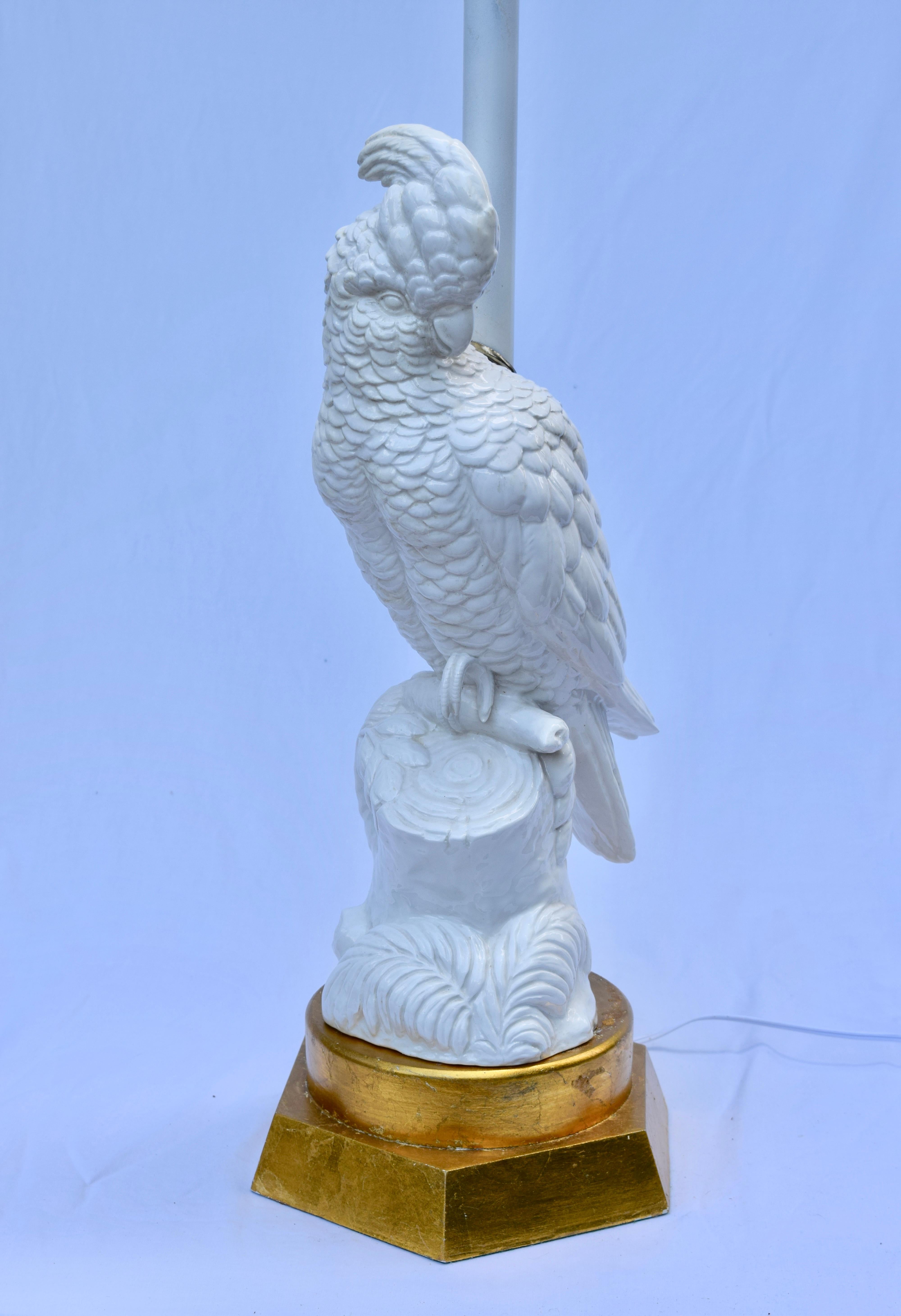 Hollywood Regency Italian Pottery Cockatoo Table Lamp