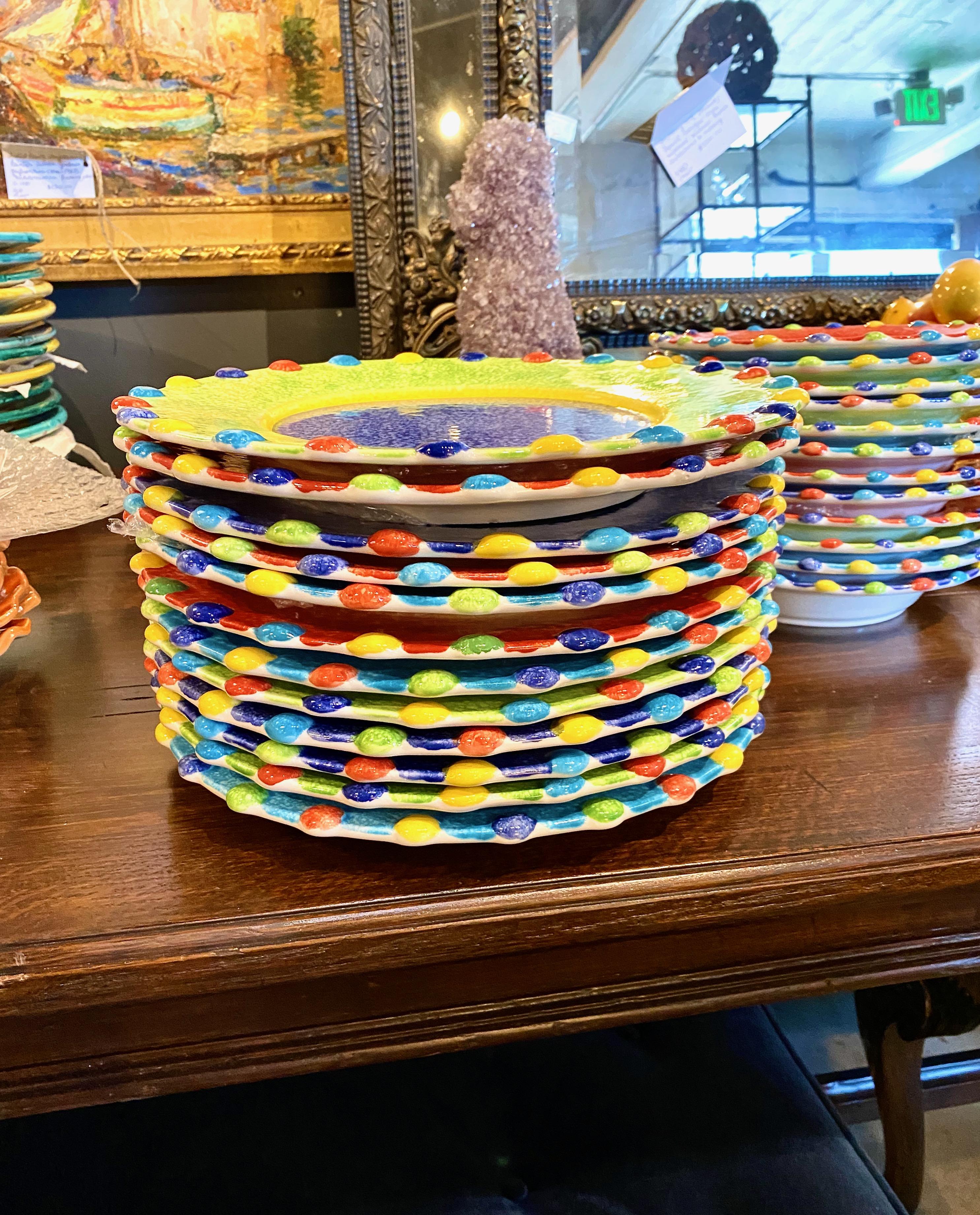 Italian Hand-Painted Dinner Plates, Set of 12 1