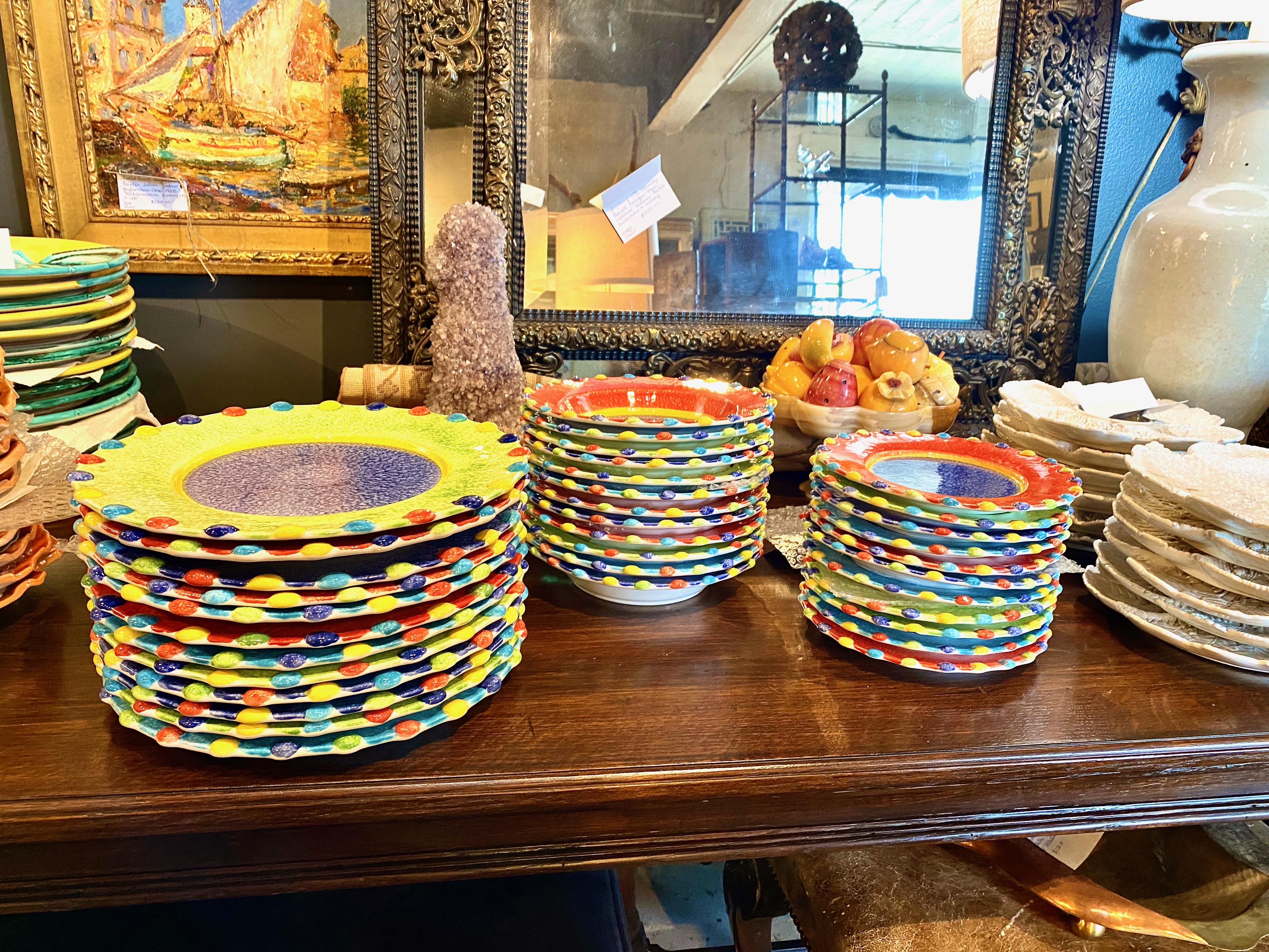 Italian Hand-Painted Dinner Plates, Set of 12 2