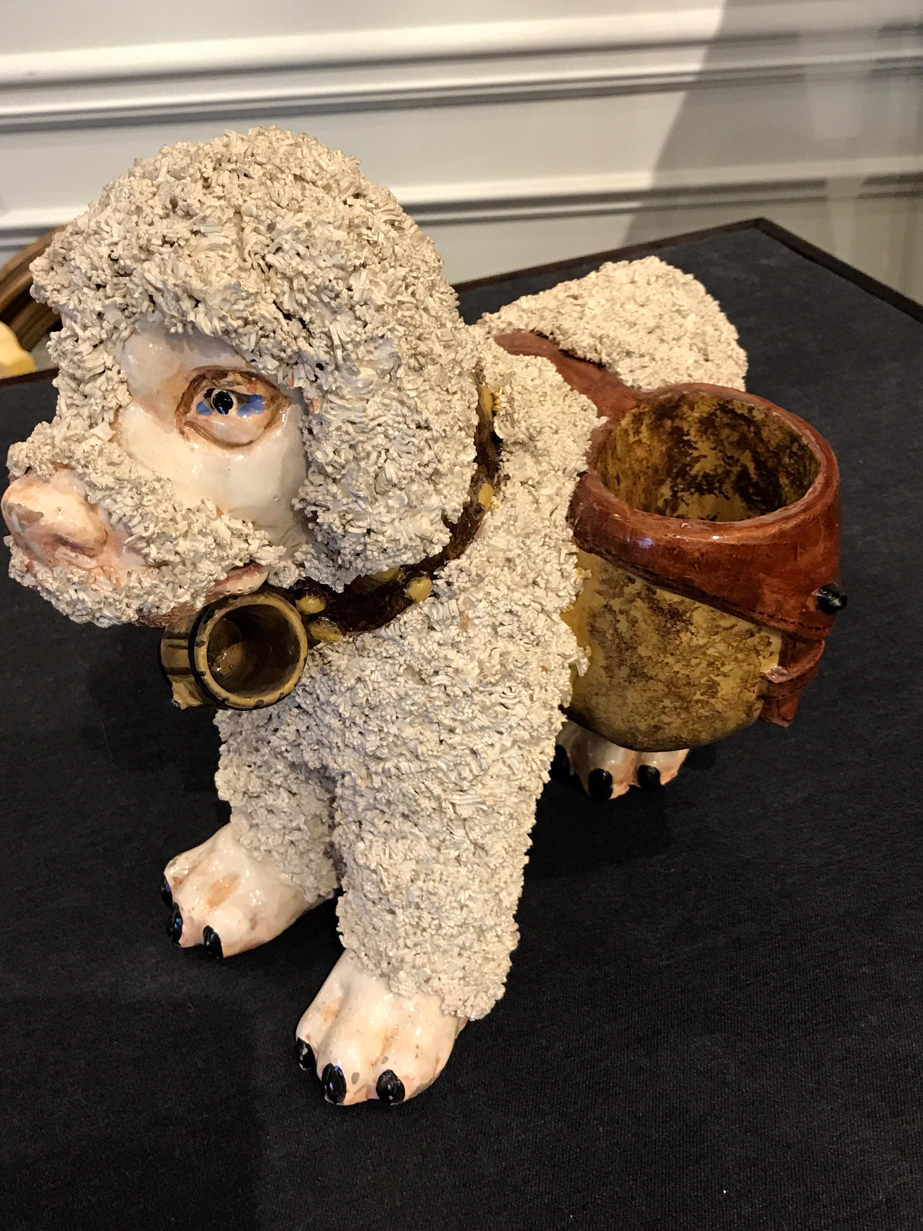 Italian Pottery Dog Cachepot, in the Staffordshire Style 5