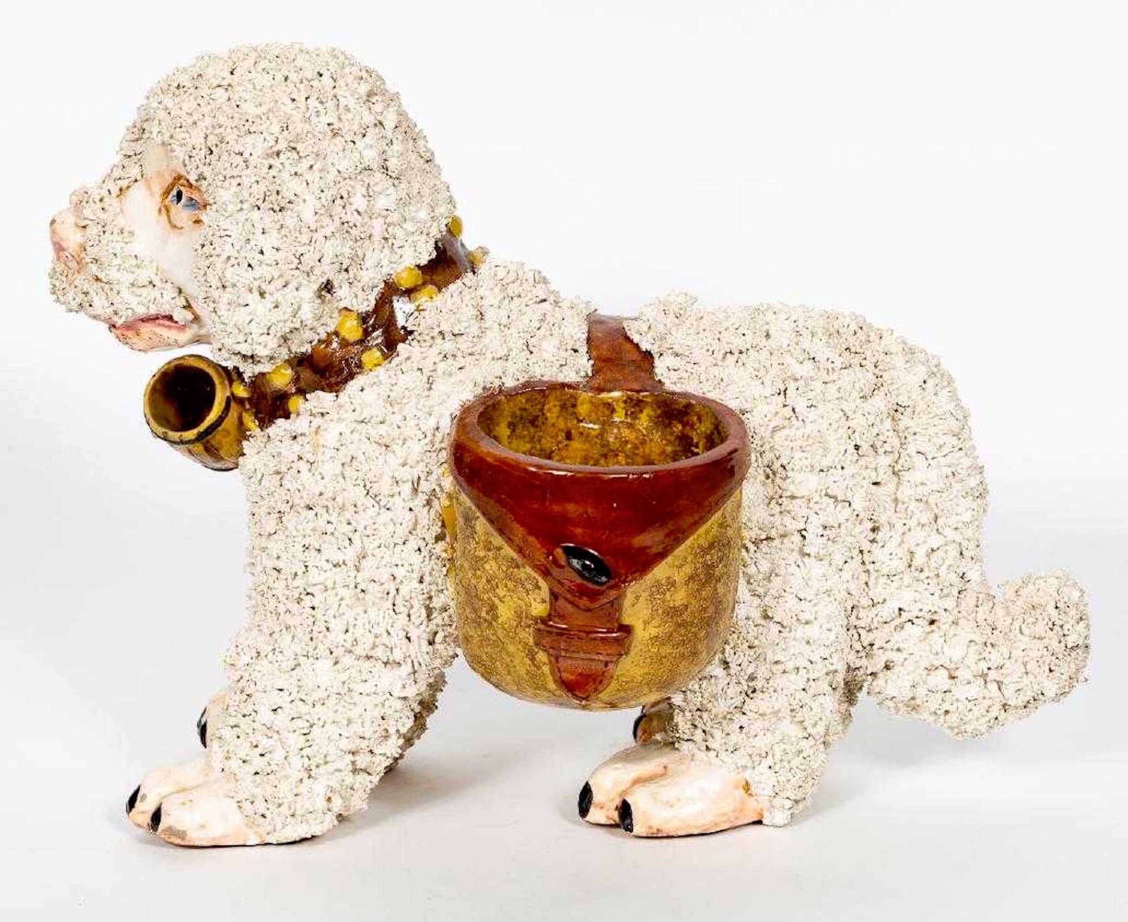 Italian Pottery Dog Cachepot, in the Staffordshire Style 3