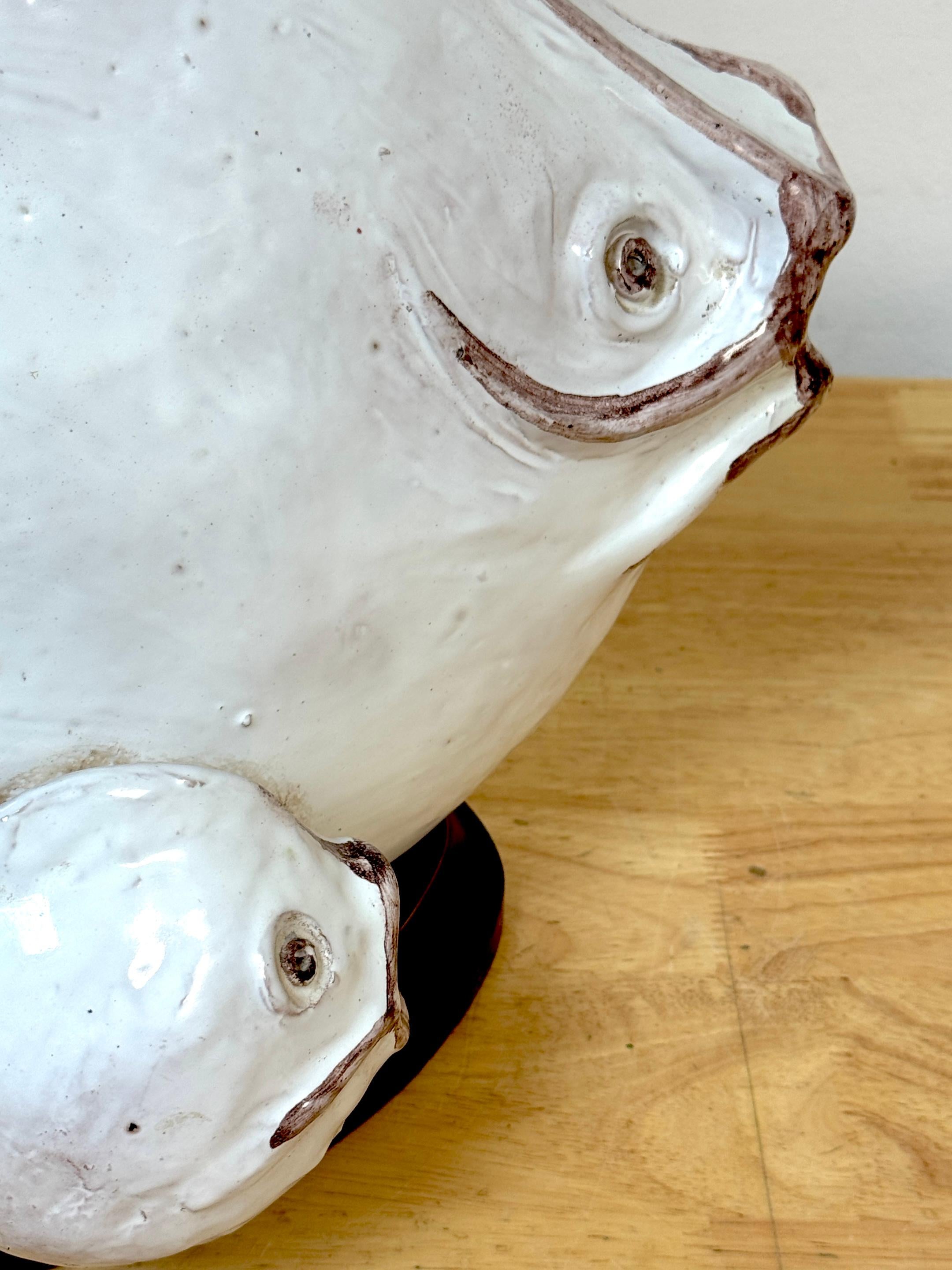 Lampe poisson en poterie italienne par Ivo De Santis pour Gli Etruschi, Florence, grand modèle en vente 5