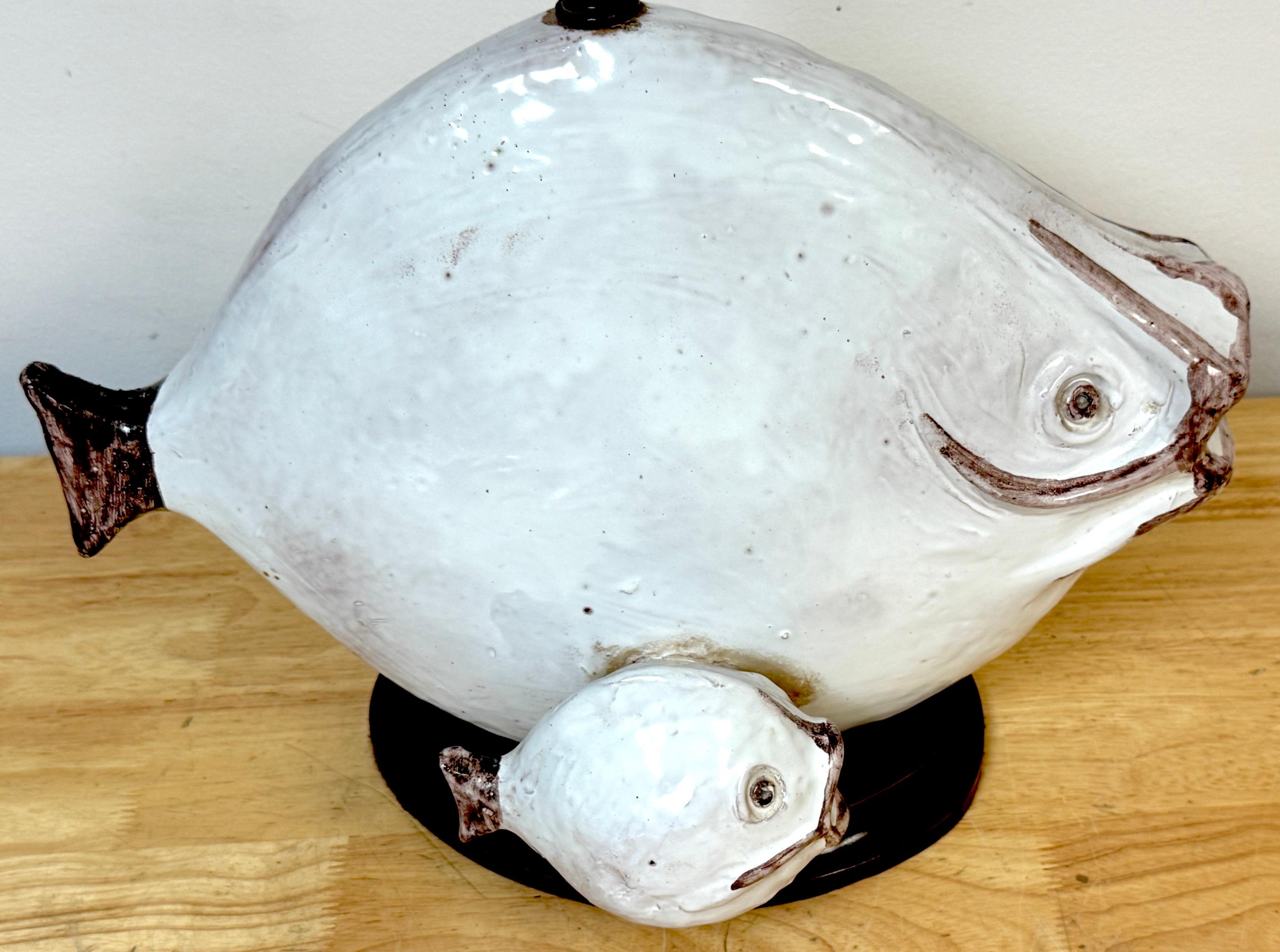 Mid-Century Modern Lampe poisson en poterie italienne par Ivo De Santis pour Gli Etruschi, Florence, grand modèle en vente