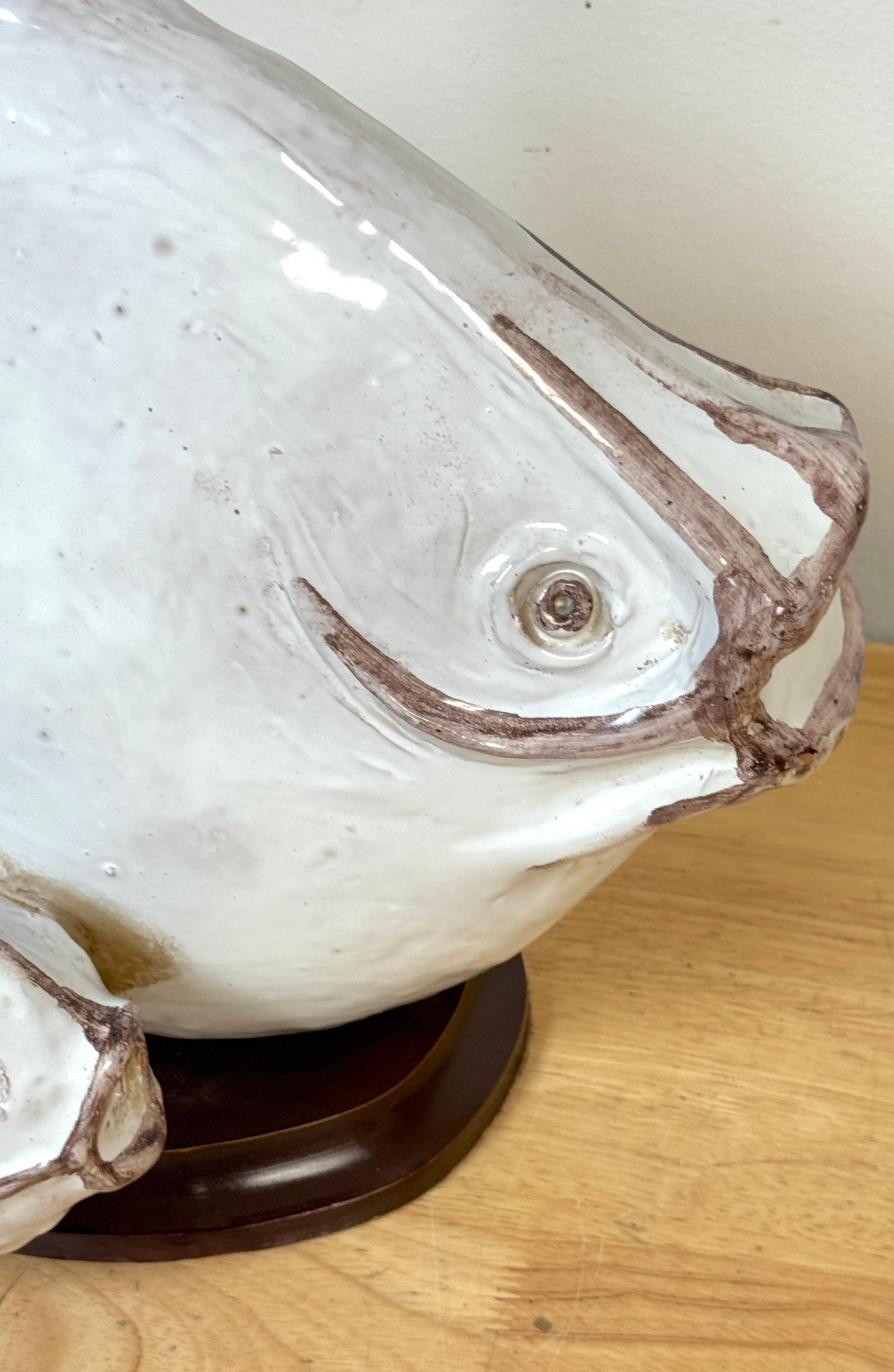 Peint à la main Lampe poisson en poterie italienne par Ivo De Santis pour Gli Etruschi, Florence, grand modèle en vente