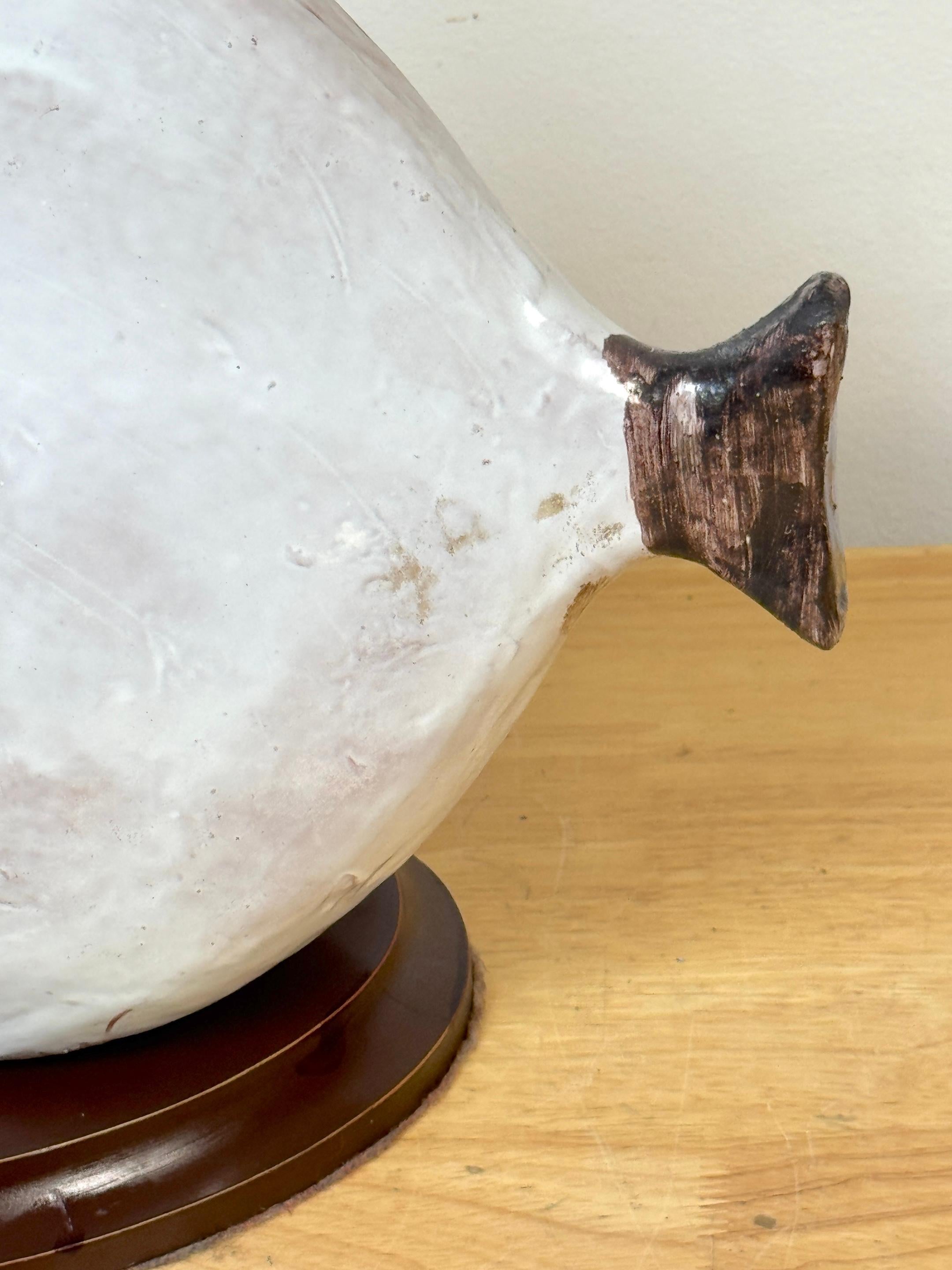 Lampe poisson en poterie italienne par Ivo De Santis pour Gli Etruschi, Florence, grand modèle en vente 1