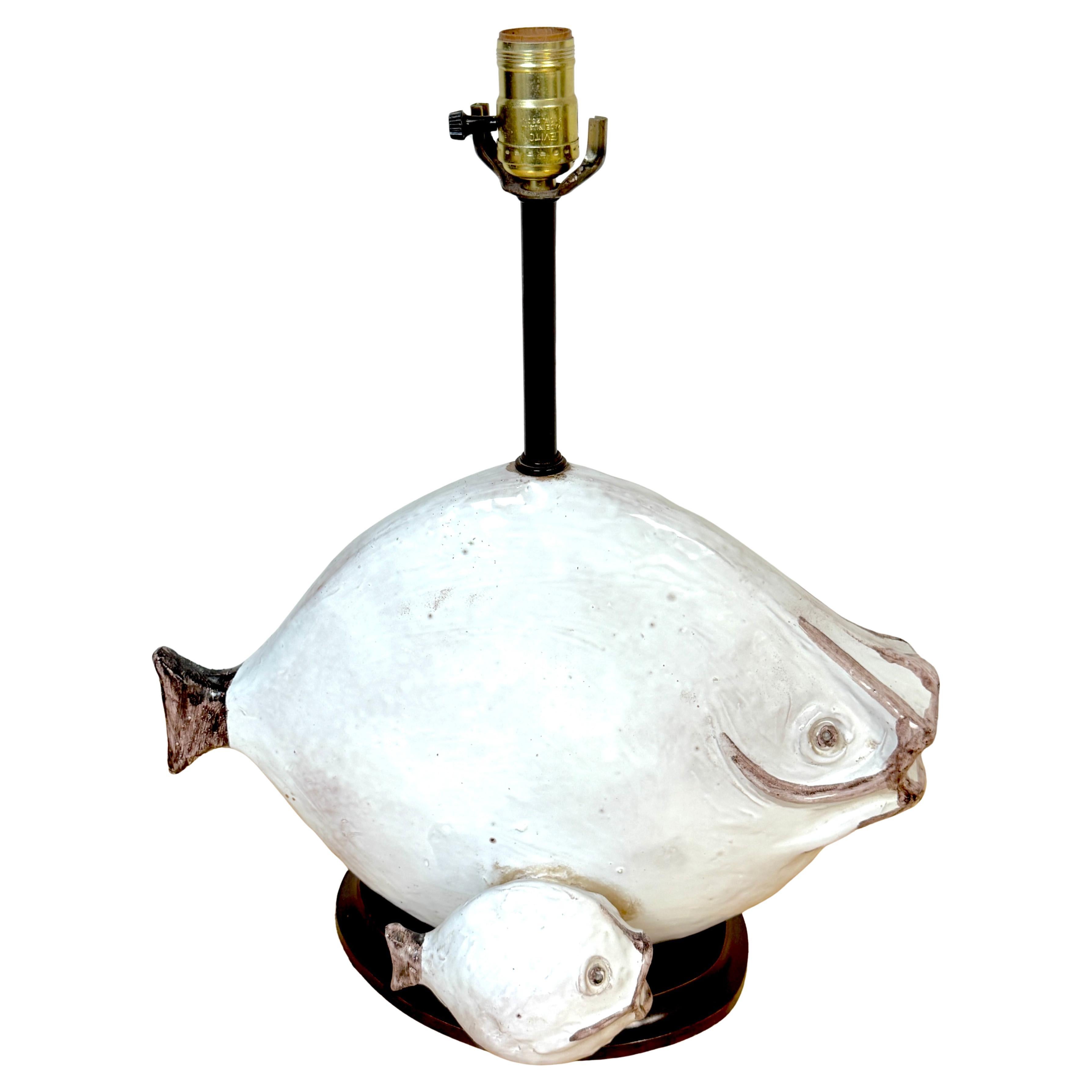 Lampe poisson en poterie italienne par Ivo De Santis pour Gli Etruschi, Florence, grand modèle