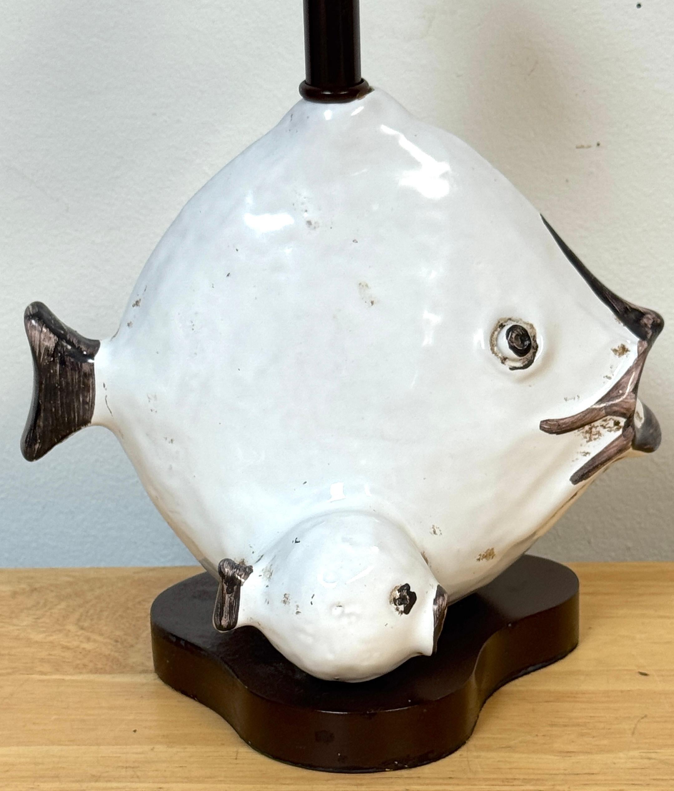 Mid-Century Modern Lampe poisson en poterie italienne par Ivo De Santis pour Gli Etruschi, Florence, petit modèle en vente