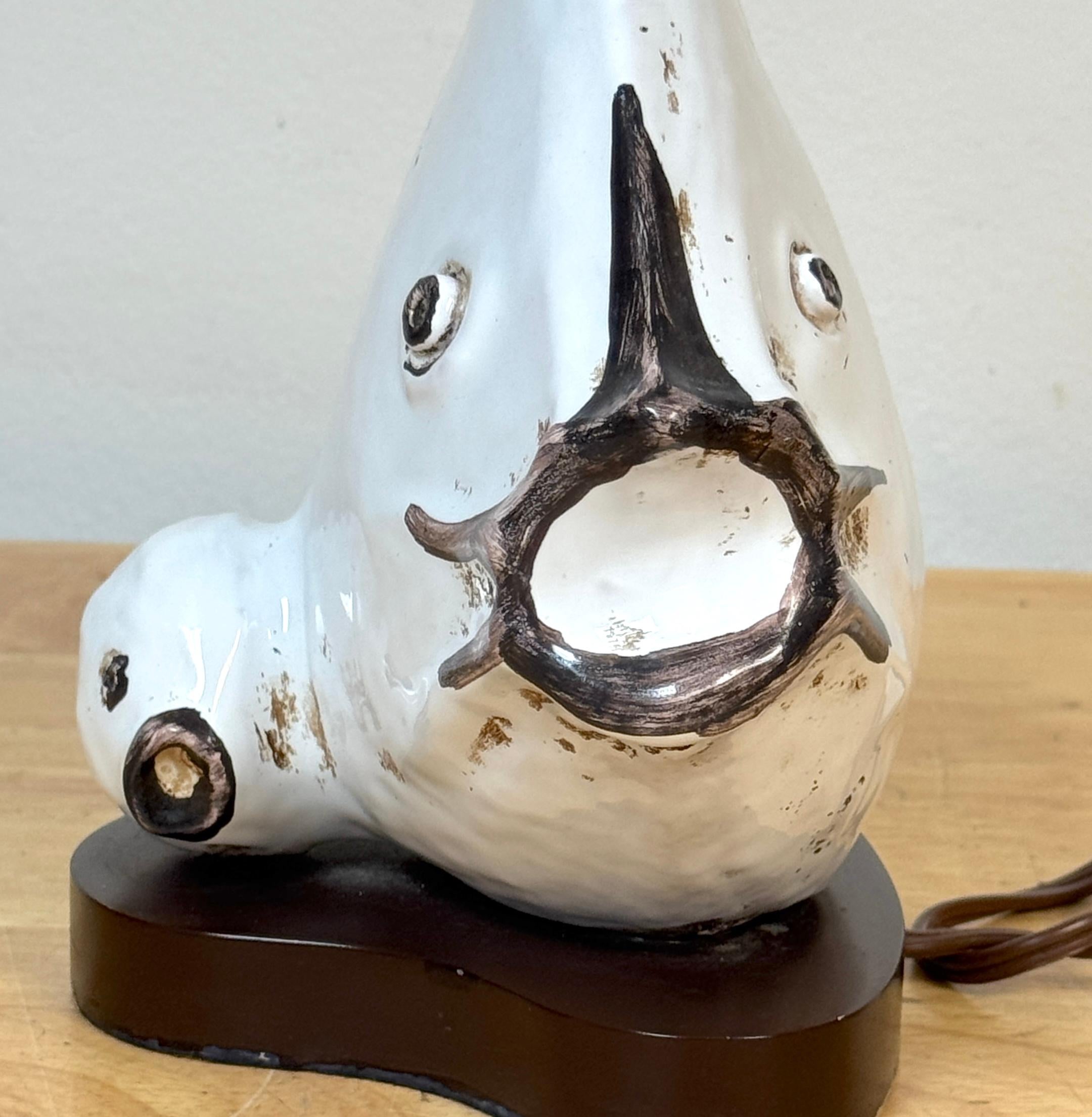 Lampe poisson en poterie italienne par Ivo De Santis pour Gli Etruschi, Florence, petit modèle en vente 1