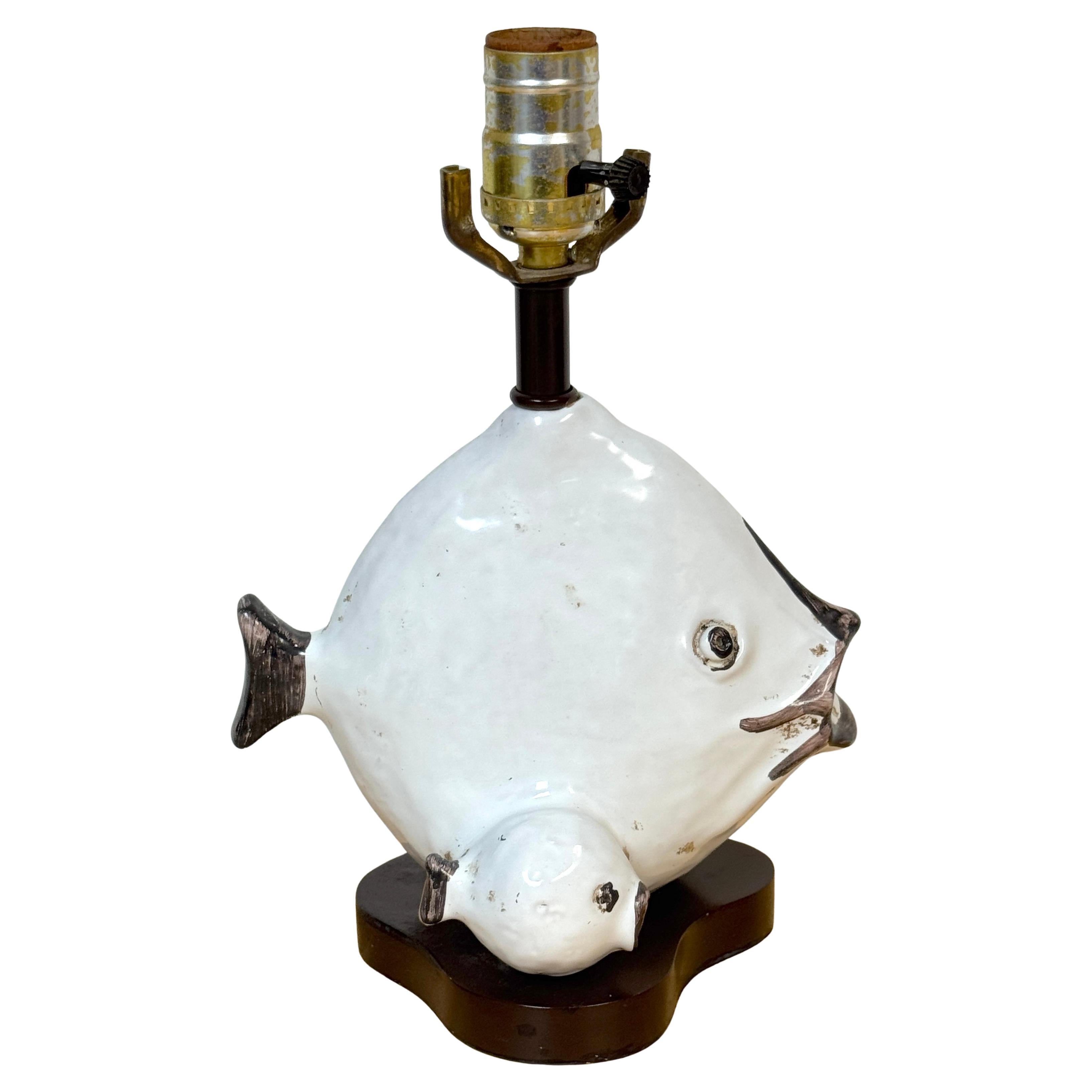 Lampe poisson en poterie italienne par Ivo De Santis pour Gli Etruschi, Florence, petit modèle