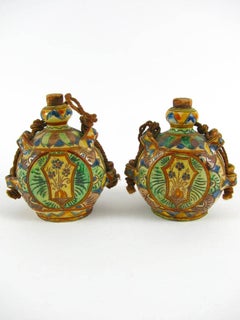 Ein Paar italienische Pilgerflaschen aus Keramik aus der Mitte des 20. Jahrhunderts