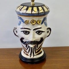 Italian Pottery Whimsical Face Table Lamp