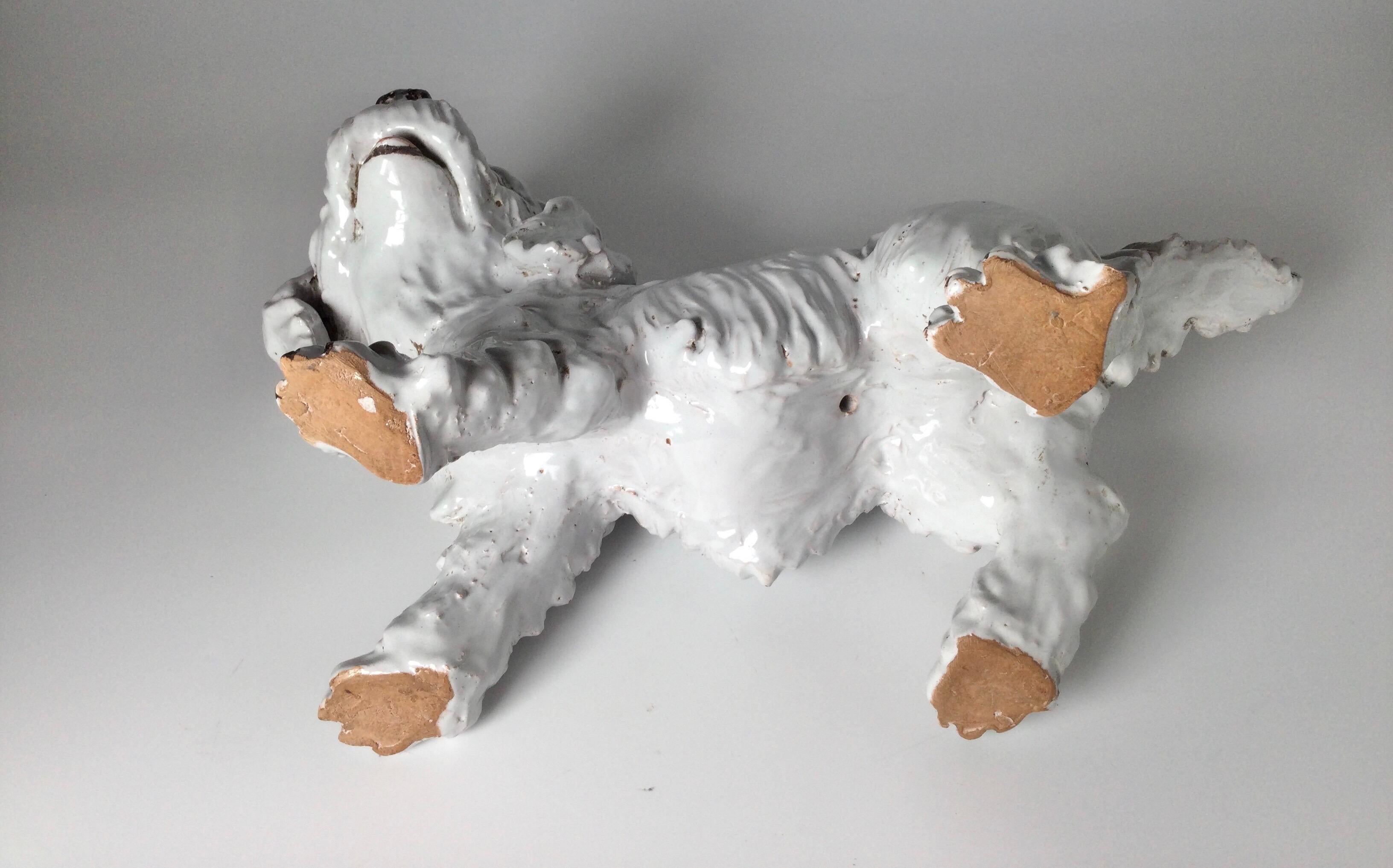 Italian Pottery White Dog Figure For Sale 7
