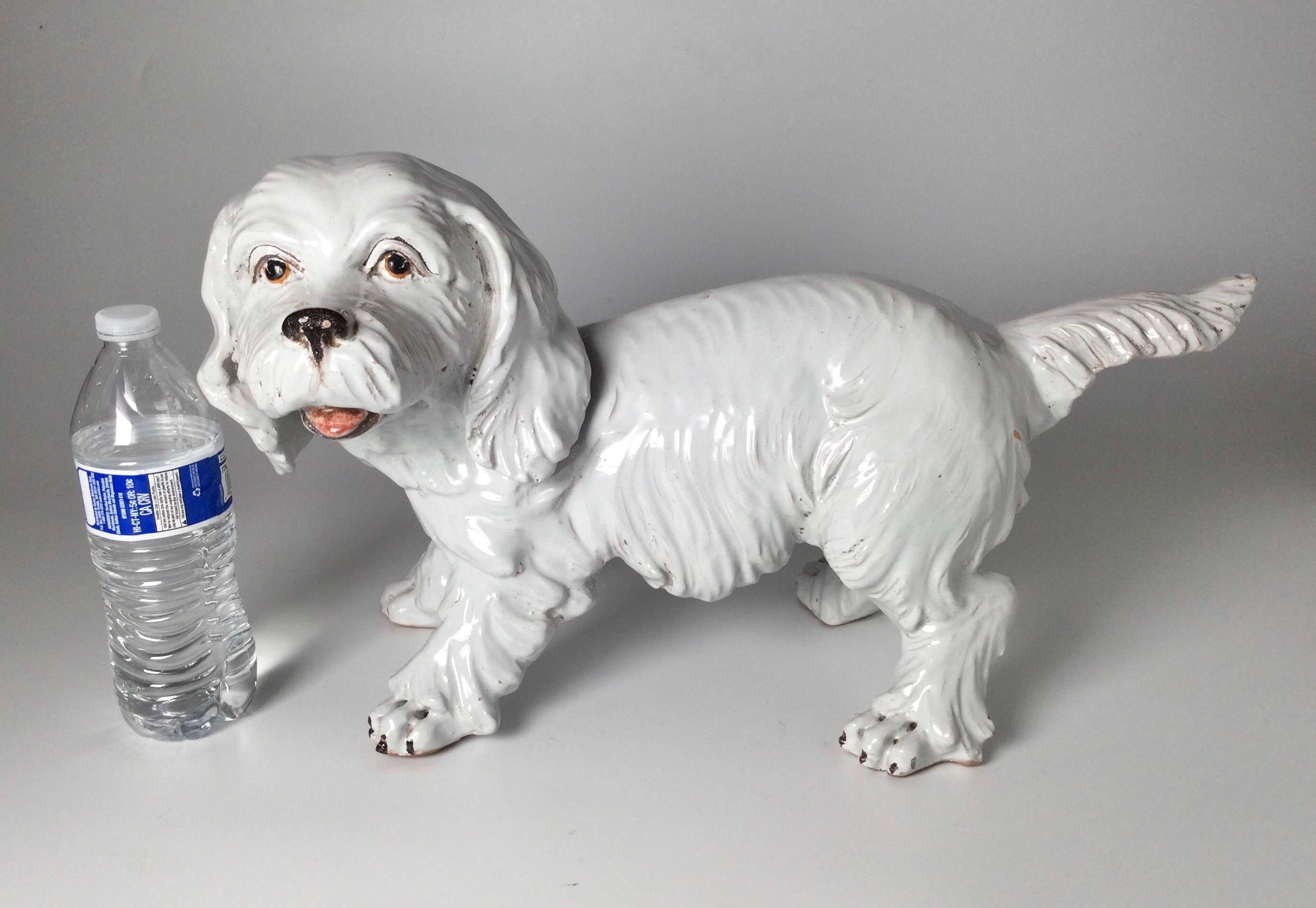 Italian Pottery White Dog Figure For Sale 8
