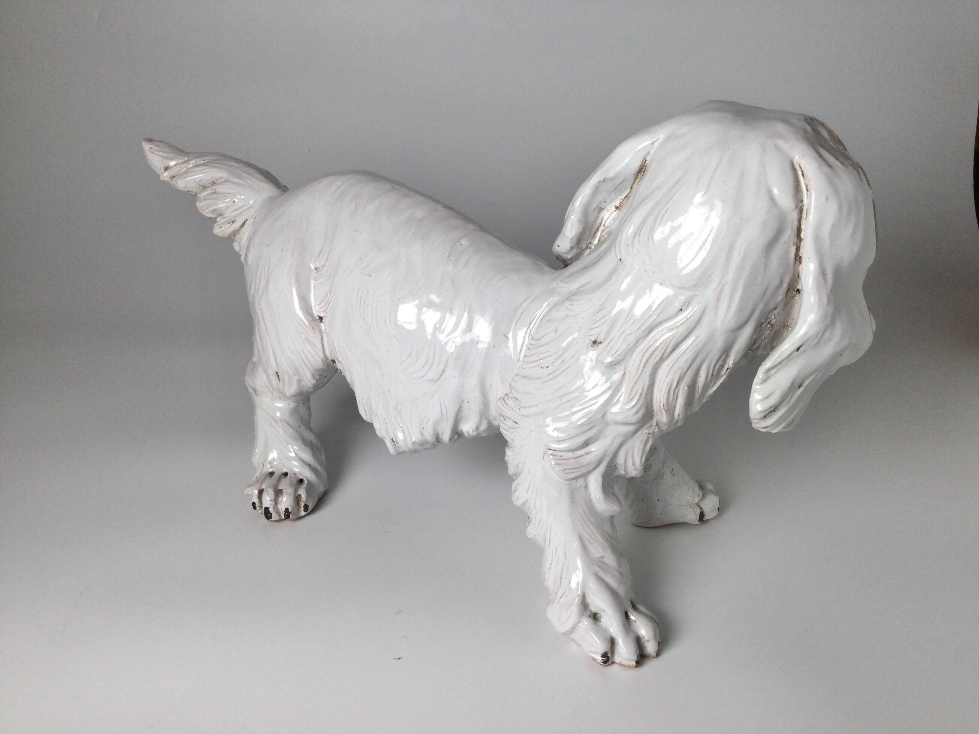 Italian Pottery White Dog Figure For Sale 1