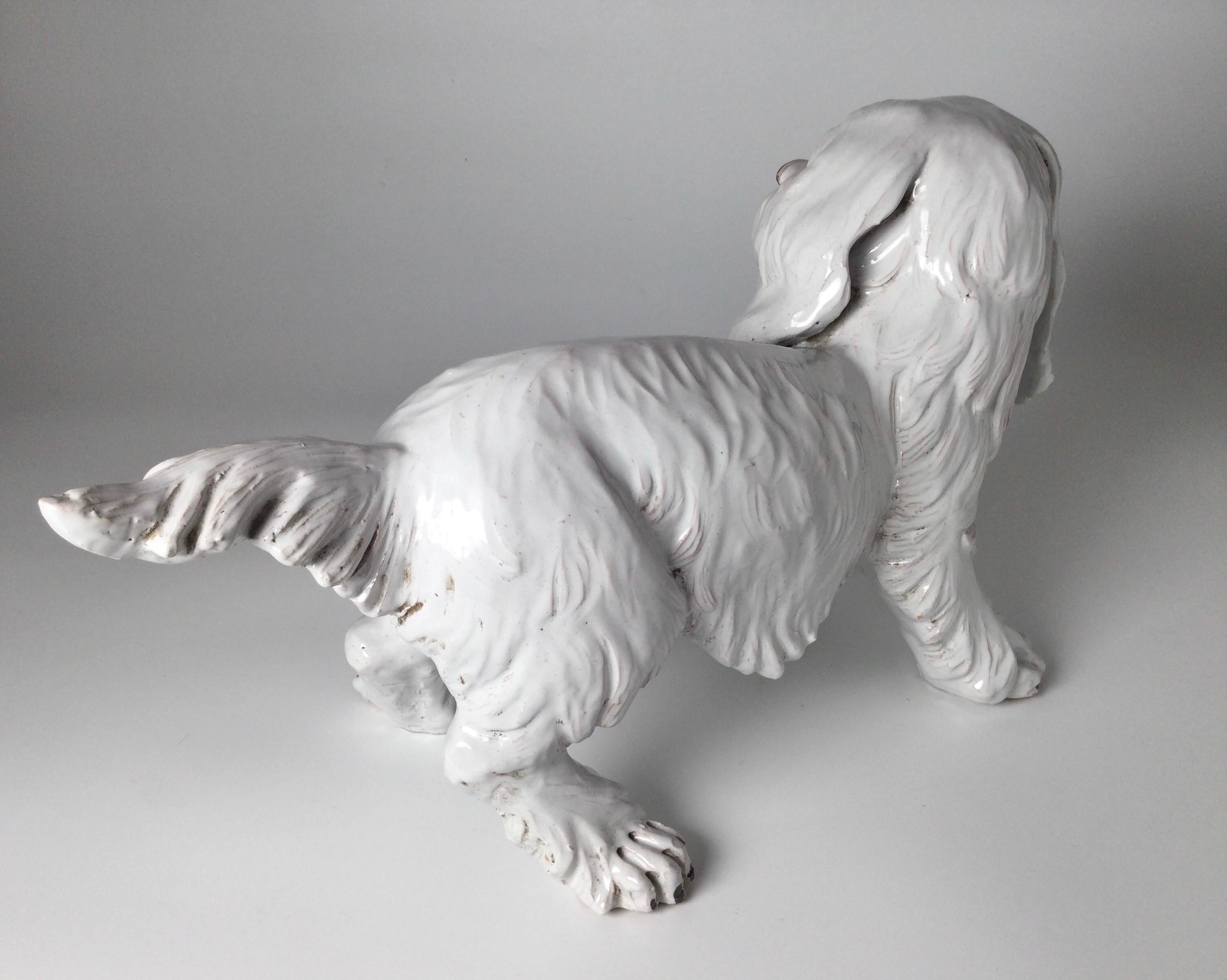 Italian Pottery White Dog Figure For Sale 2