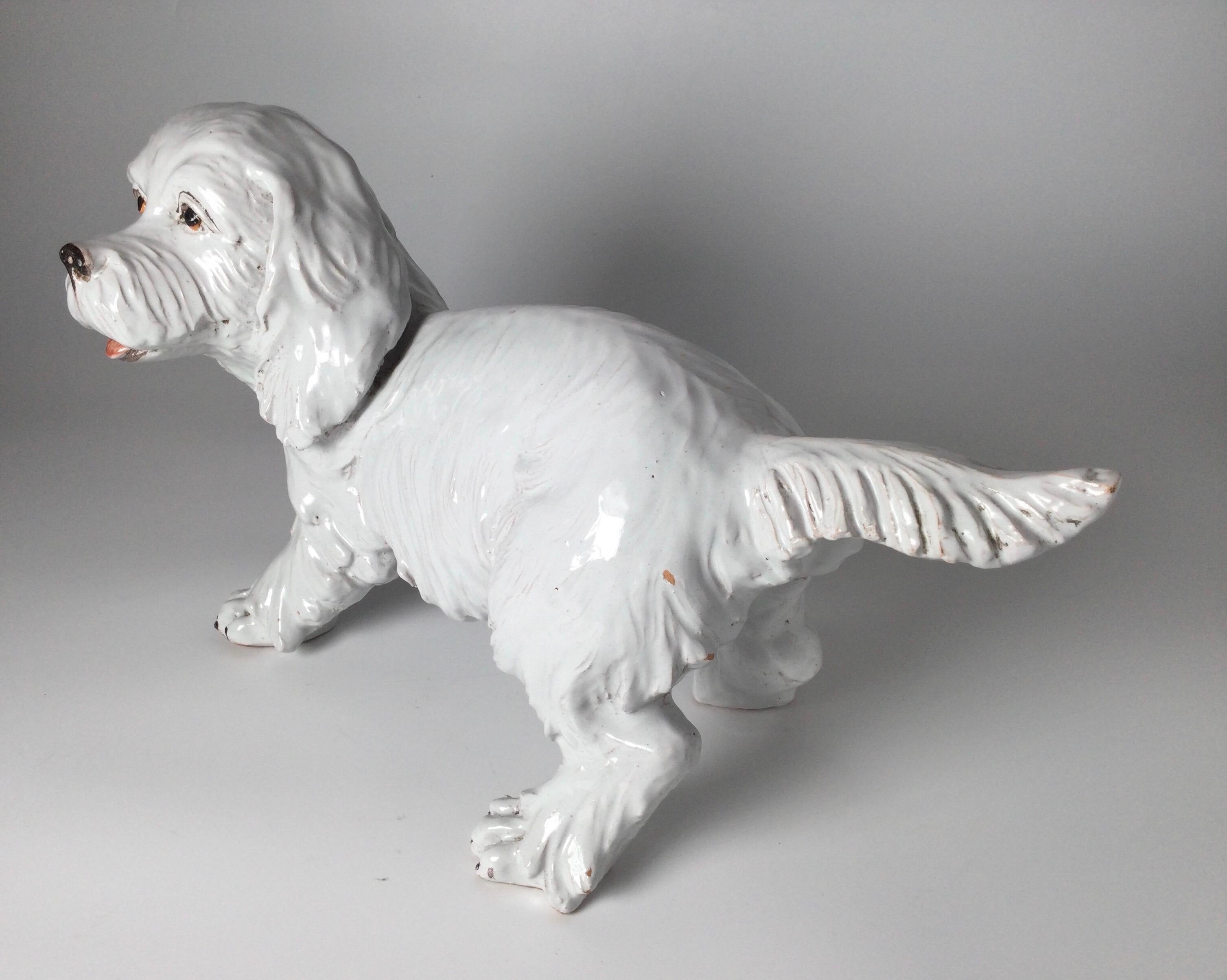 Italian Pottery White Dog Figure For Sale 3