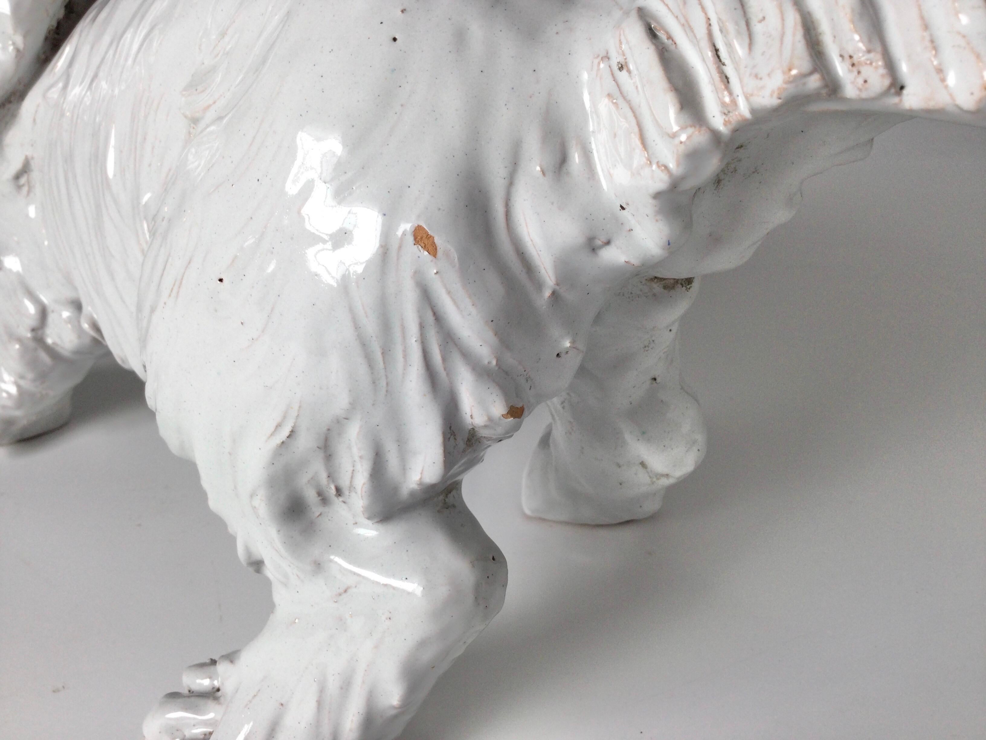 Italian Pottery White Dog Figure For Sale 4
