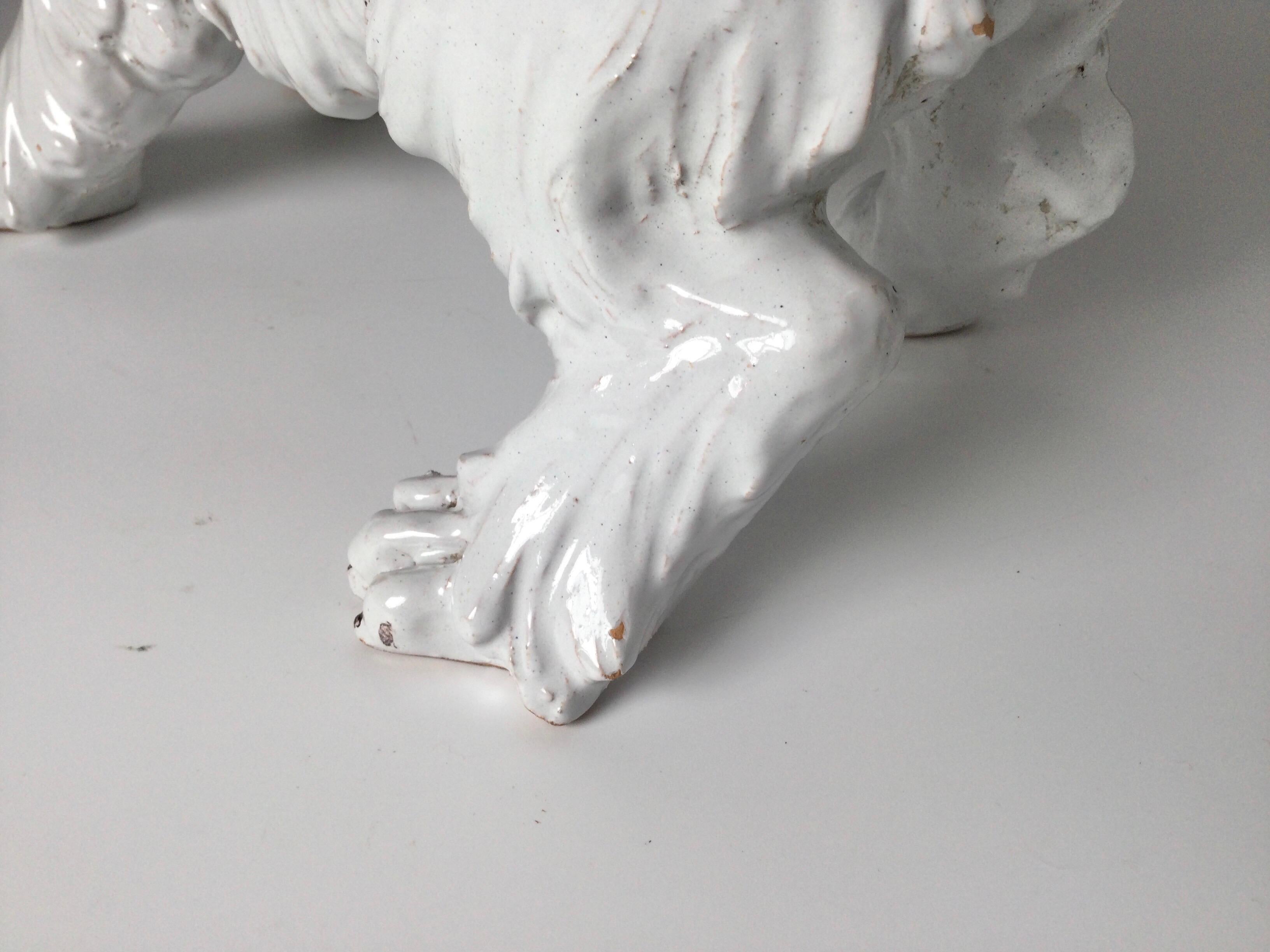 Italian Pottery White Dog Figure For Sale 5