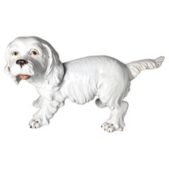 Italienische weiße Hundefigur aus italienischer Keramik