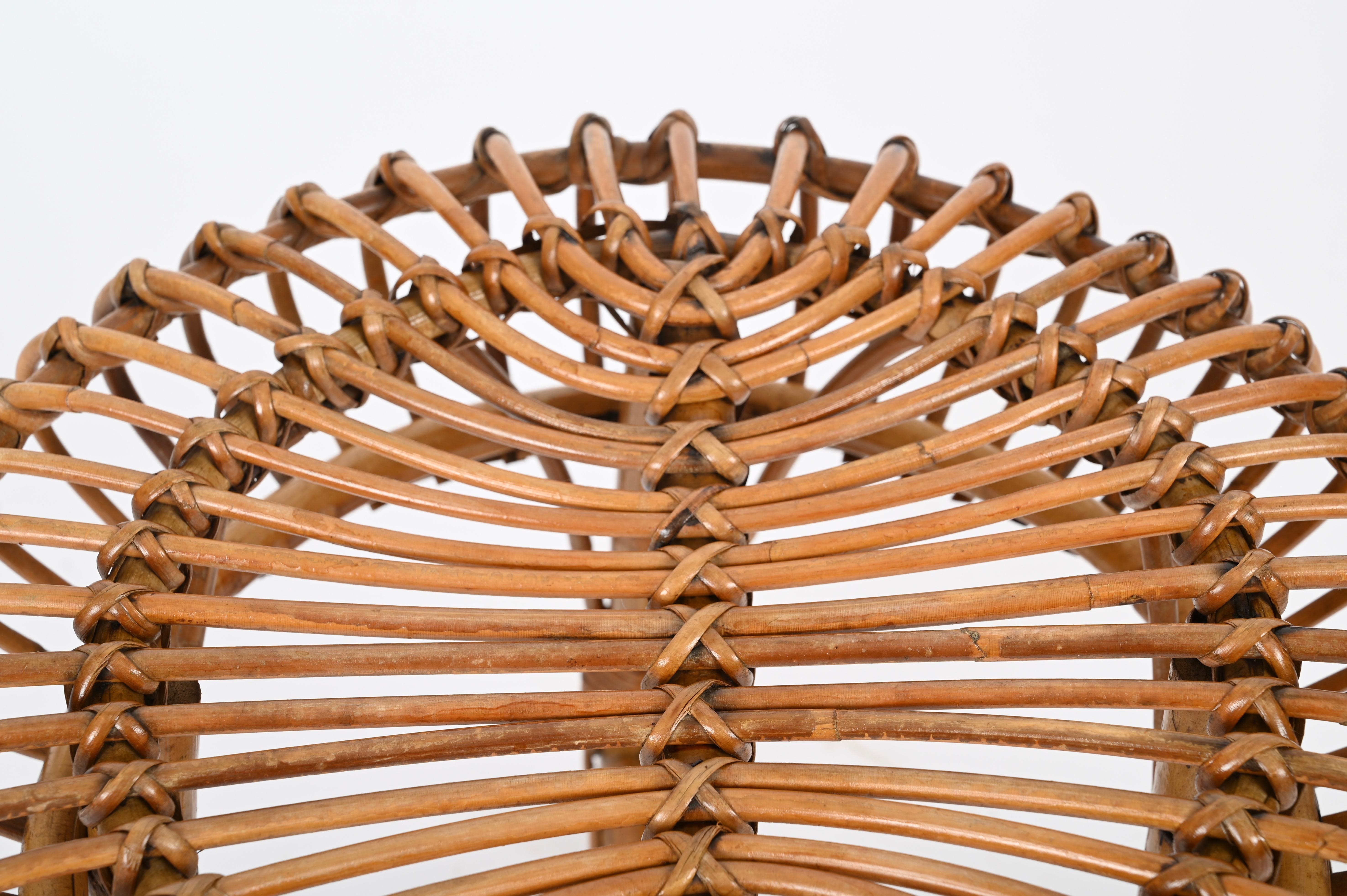 Italian Pouf Stool or Side Table in Rattan and Bamboo, by Franco Albini, 1960s 4