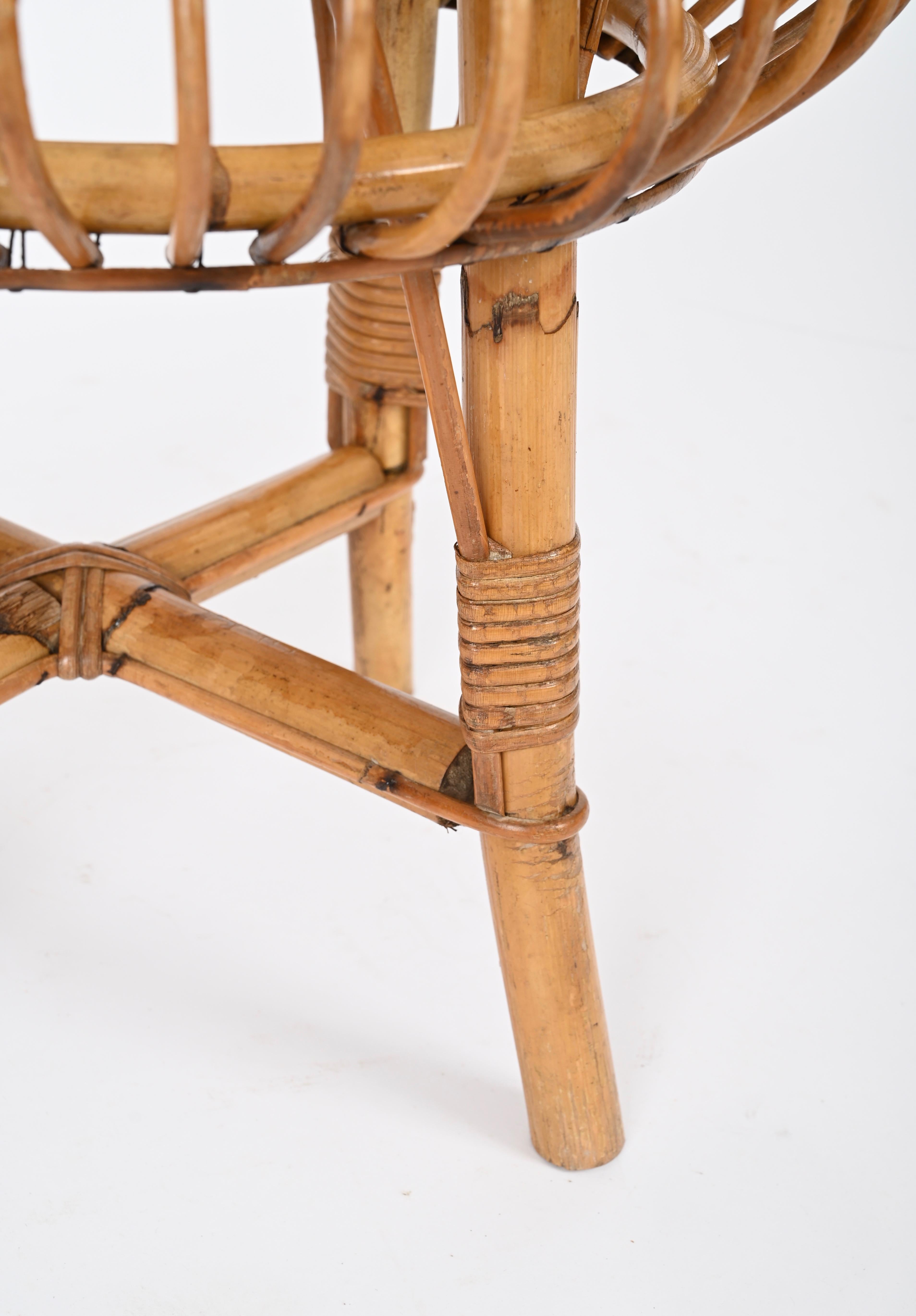 Italian Pouf Stool or Side Table in Rattan and Bamboo, by Franco Albini, 1960s 3