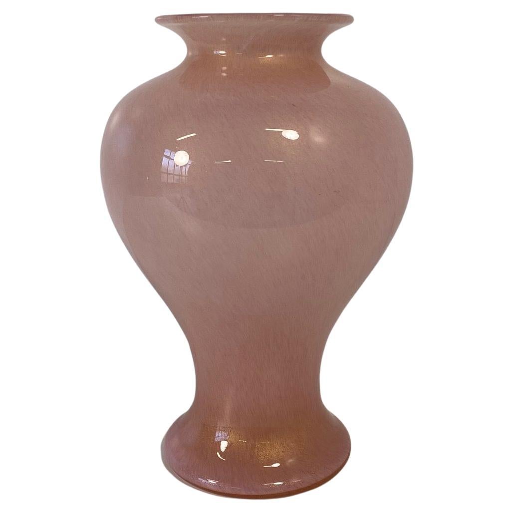 Italian Powder Pink and Gold Leaf Murano Glass Vase by Barovier & Toso For Sale