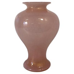 Italian Powder Pink and Gold Leaf Murano Glass Vase by Barovier & Toso