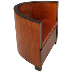 Italian "Pozzetto" Armchair by Meroni & Fossati Restored New Leather Upholstery