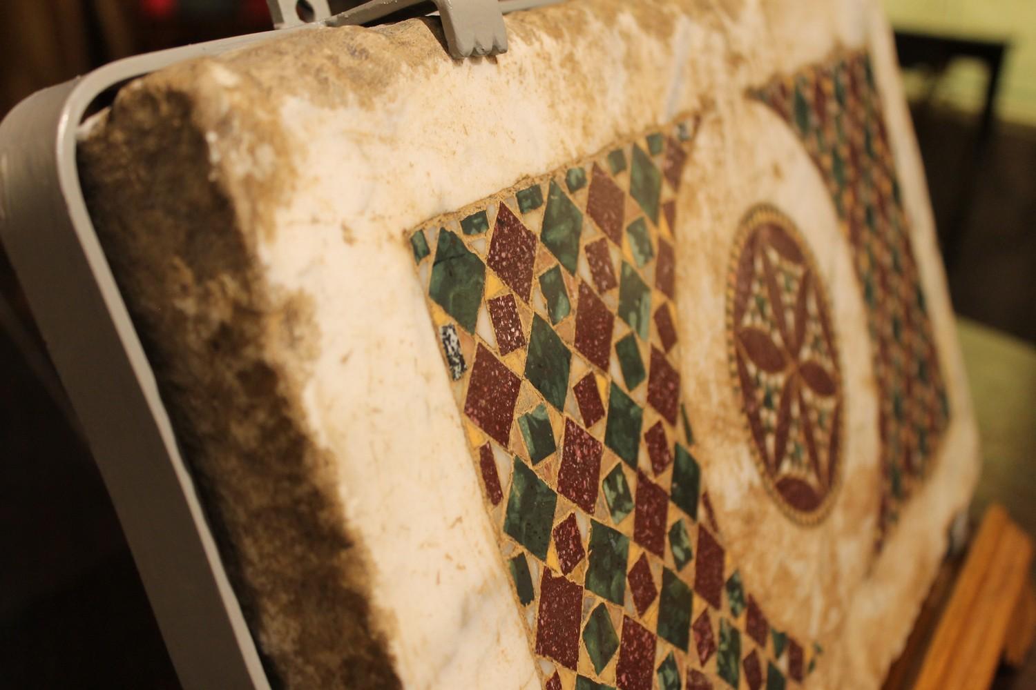 Italian Precious Polychrome Marble Mosaic Rectangular Floor Tile, Rome 1800s 3