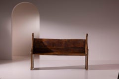 Italian Primitive Plank-End Bench in Elm, 17th Century