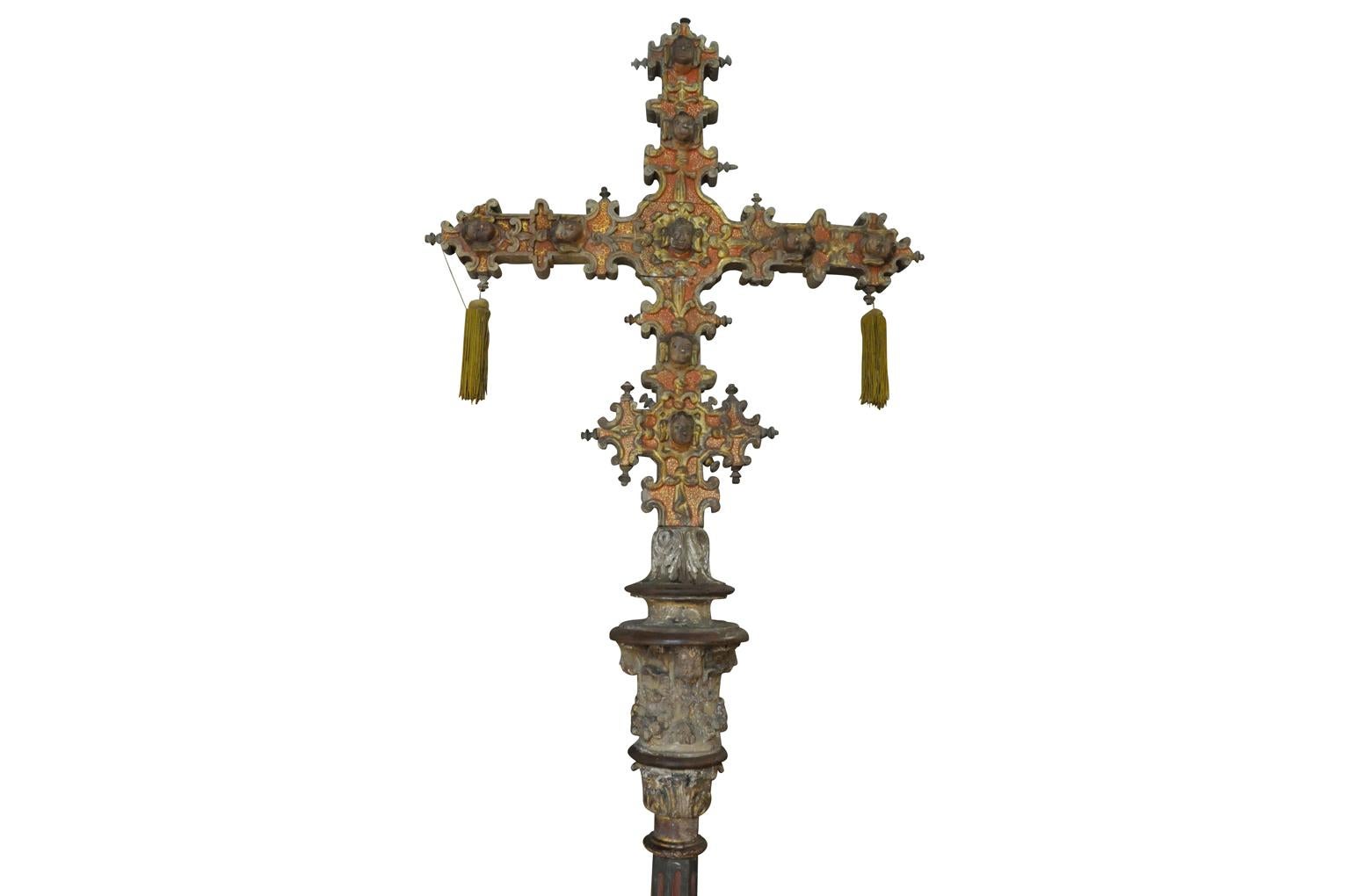 Polychromed Italian Processional Cross