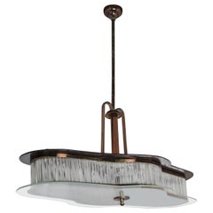 Italian Production, Brass and Copper Chandelier, 1930s