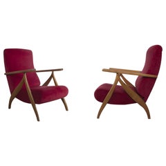 Italian Production, Pair of High Back Armchairs, 1950s