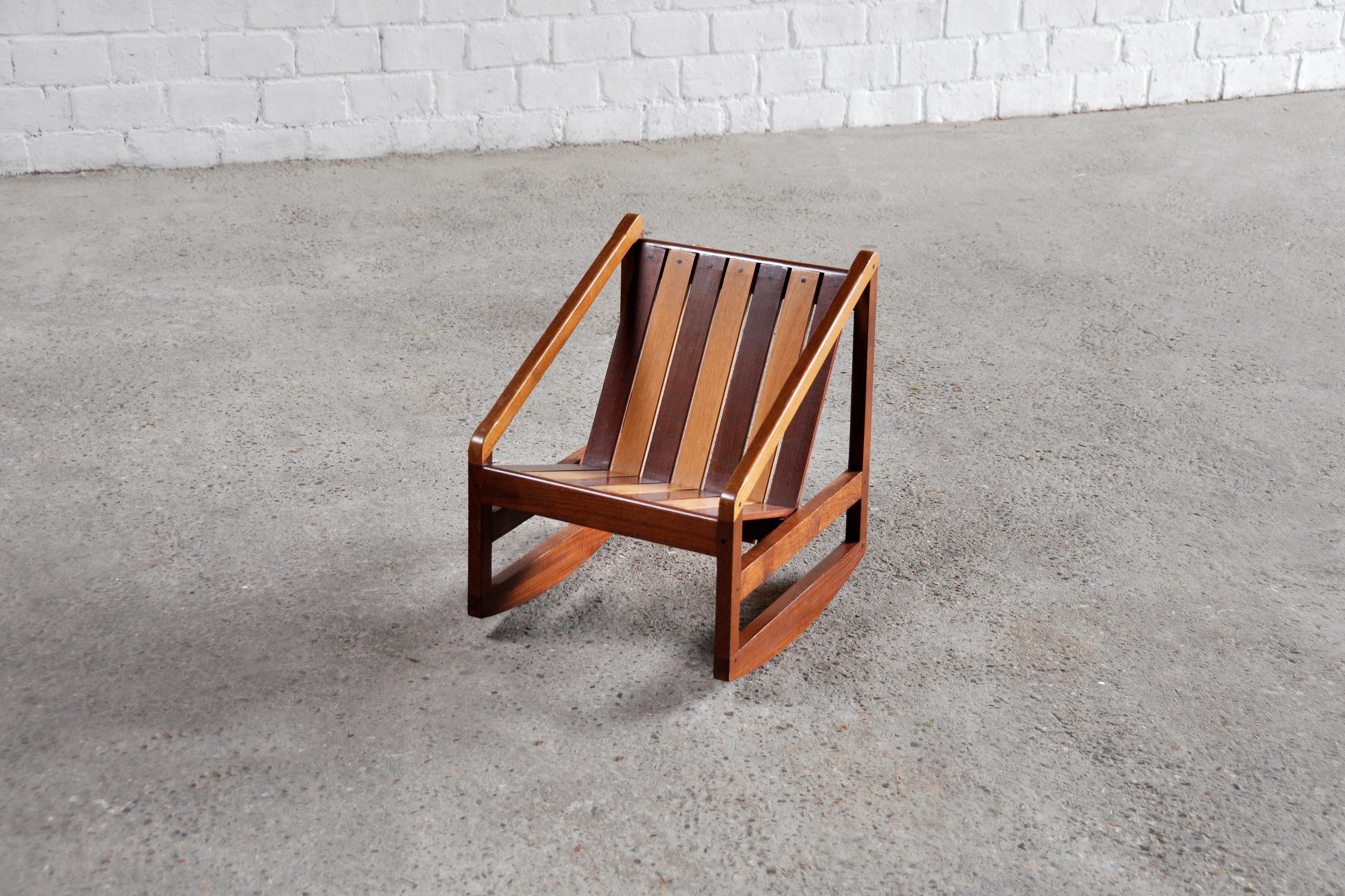 Mid-20th Century Italian Prototype Rocking Chair by Pierluigi Ghianda, 1960s For Sale