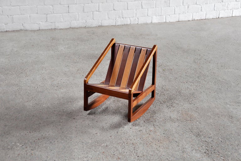 Wood Italian Prototype Rocking Chair by Pierluigi Ghianda, 1960s For Sale