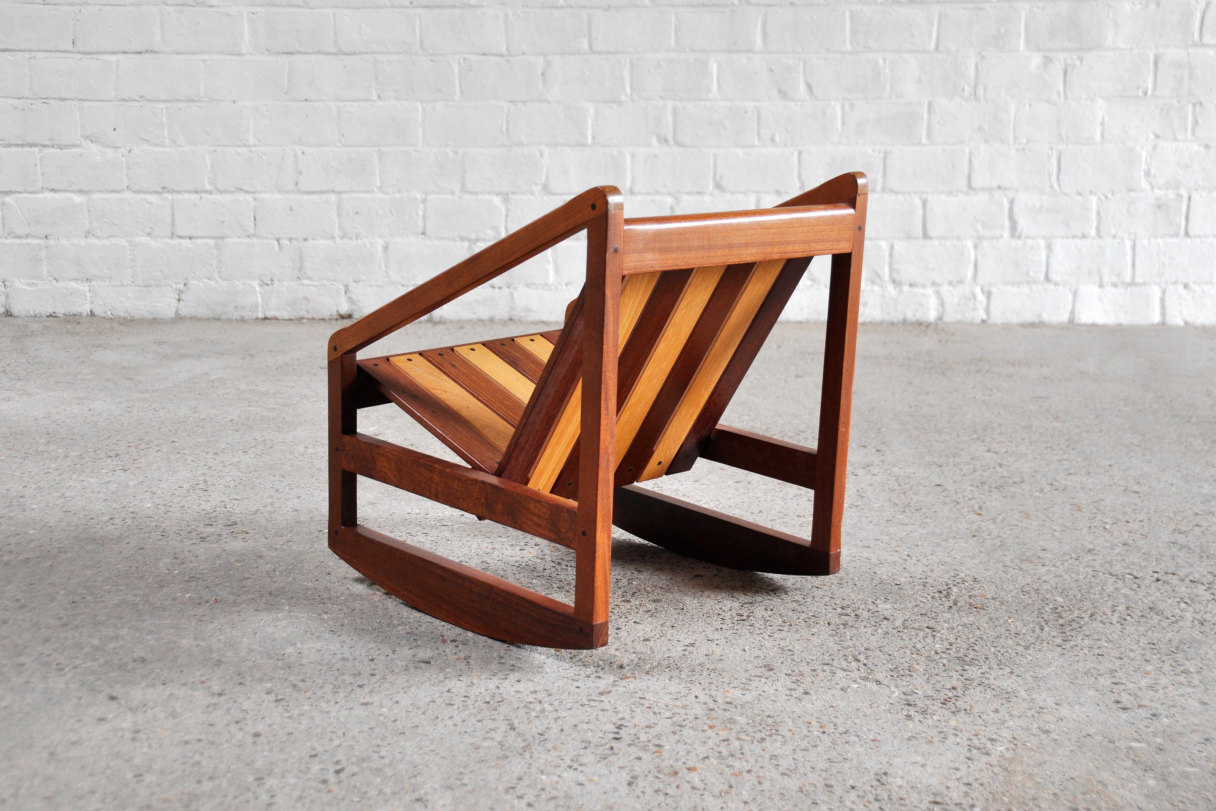 Wood Italian Prototype Rocking Chair by Pierluigi Ghianda, 1960s For Sale