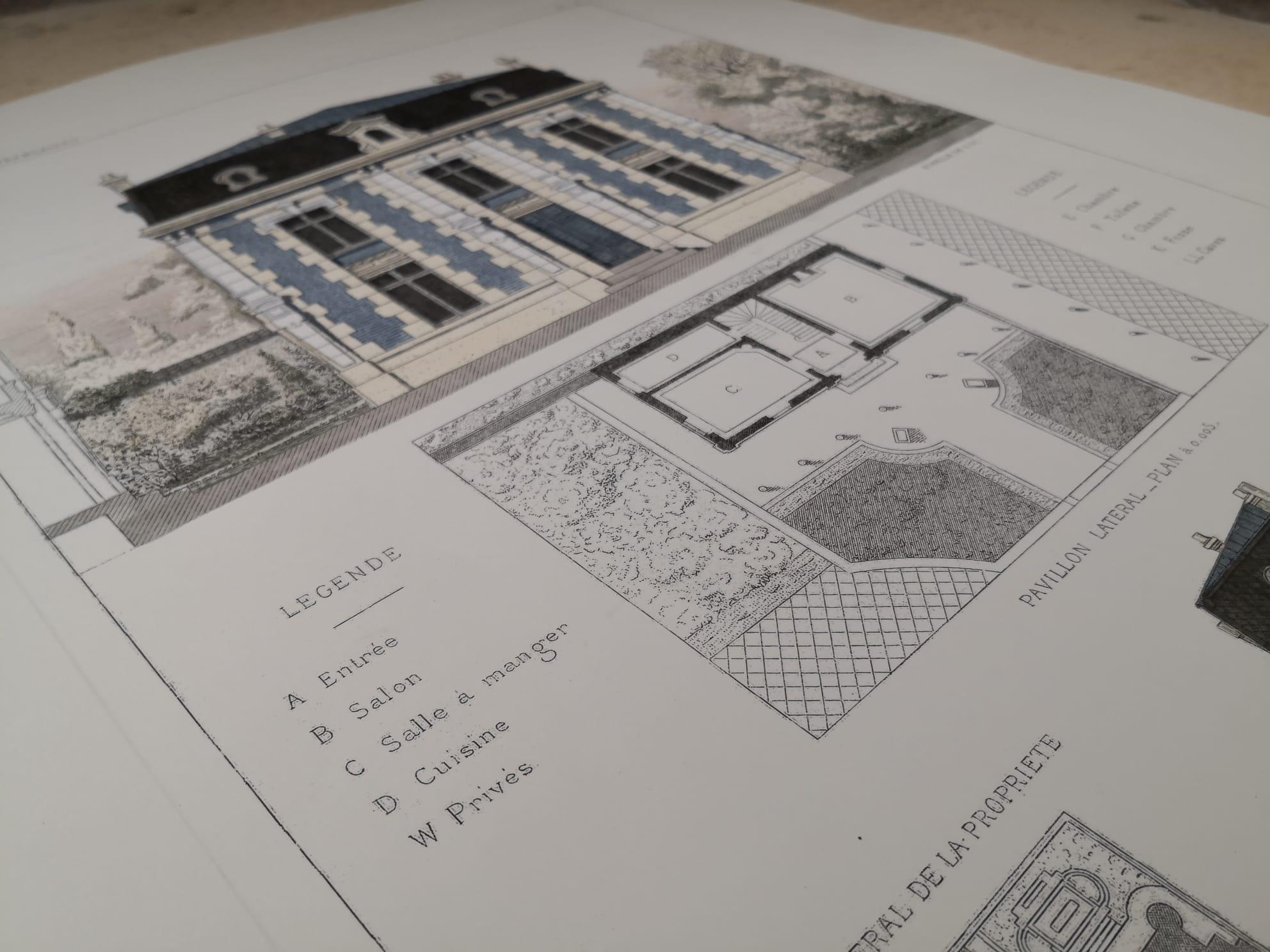 Italiano Architettura italiana in stile provenzale francese dipinta a mano '1 di 4' in vendita