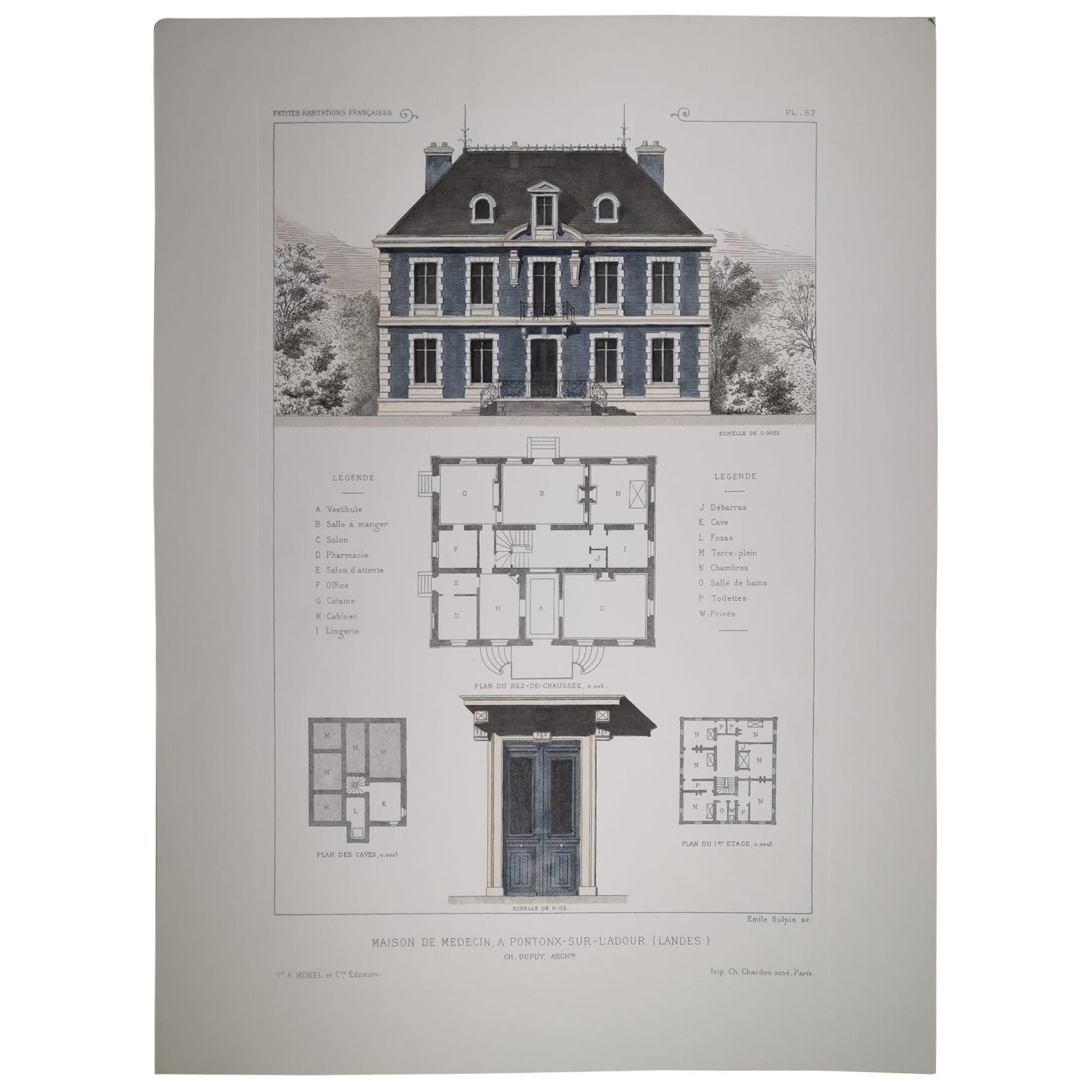 Italian Provencal French Style Architecture Hand Painted Print '2 of 4'