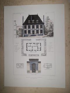 Italian Provencal French Style Architecture Hand Painted Print '4 of 4'